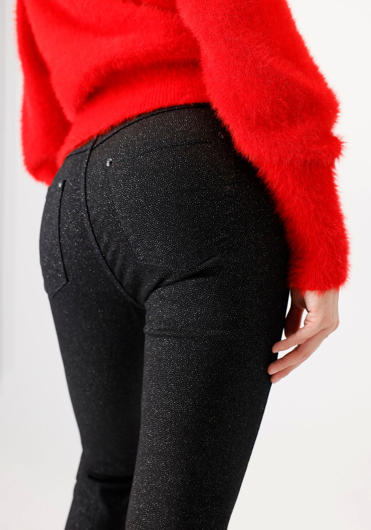 Monari Röhrenhose, mit Glitzerdruck