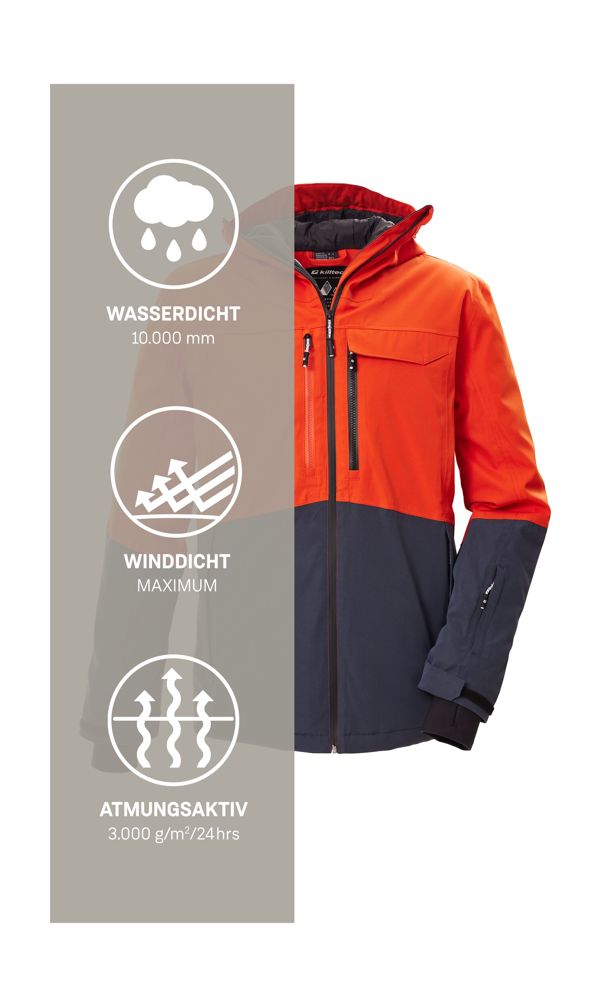 Killtec Skijacke »KSW 280 MN SKI JCKT« Wasserdichte Herrenjacke mit Schneefang, atmungsaktiv und PFAS-frei