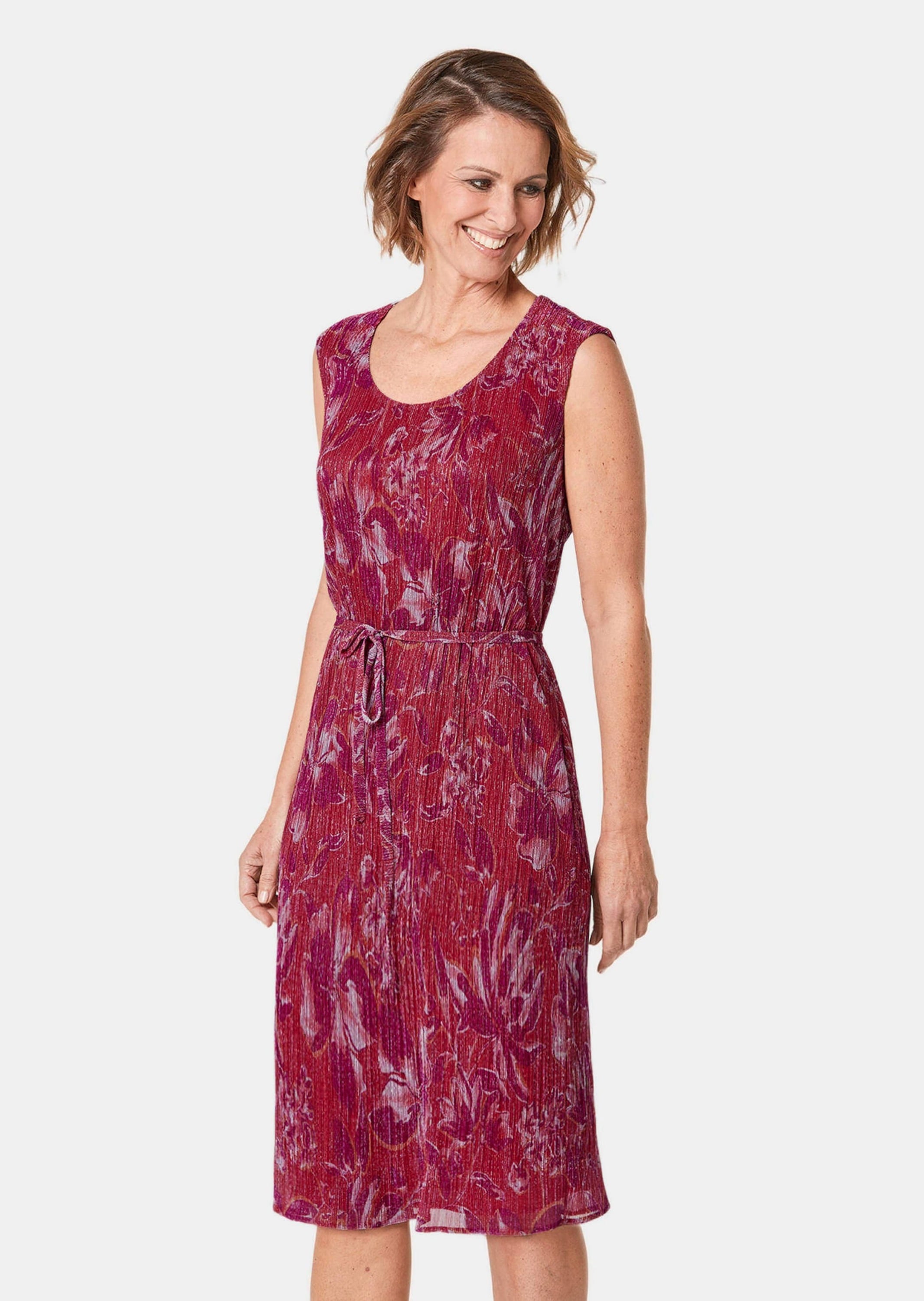 GOLDNER Abendkleid »Druckkleid Figur umspielendes Kleid mit feinen Glanzgarnen«