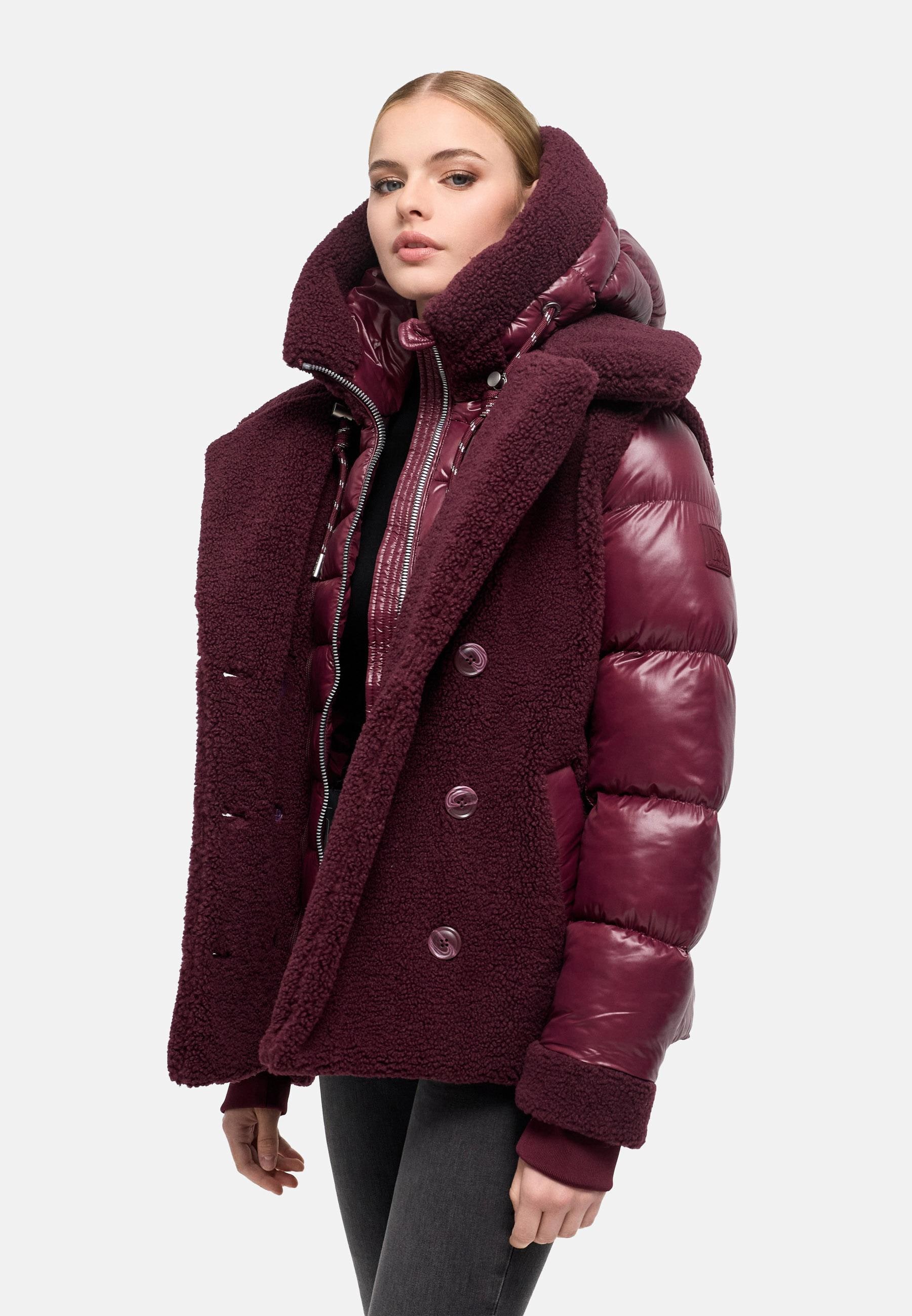 Navahoo Winterjacke »Winterjacke Kuschelhäschen 14« mit Kapuze Warme Jacke im Teddy-Stepp-Materialmix mit Kapuze