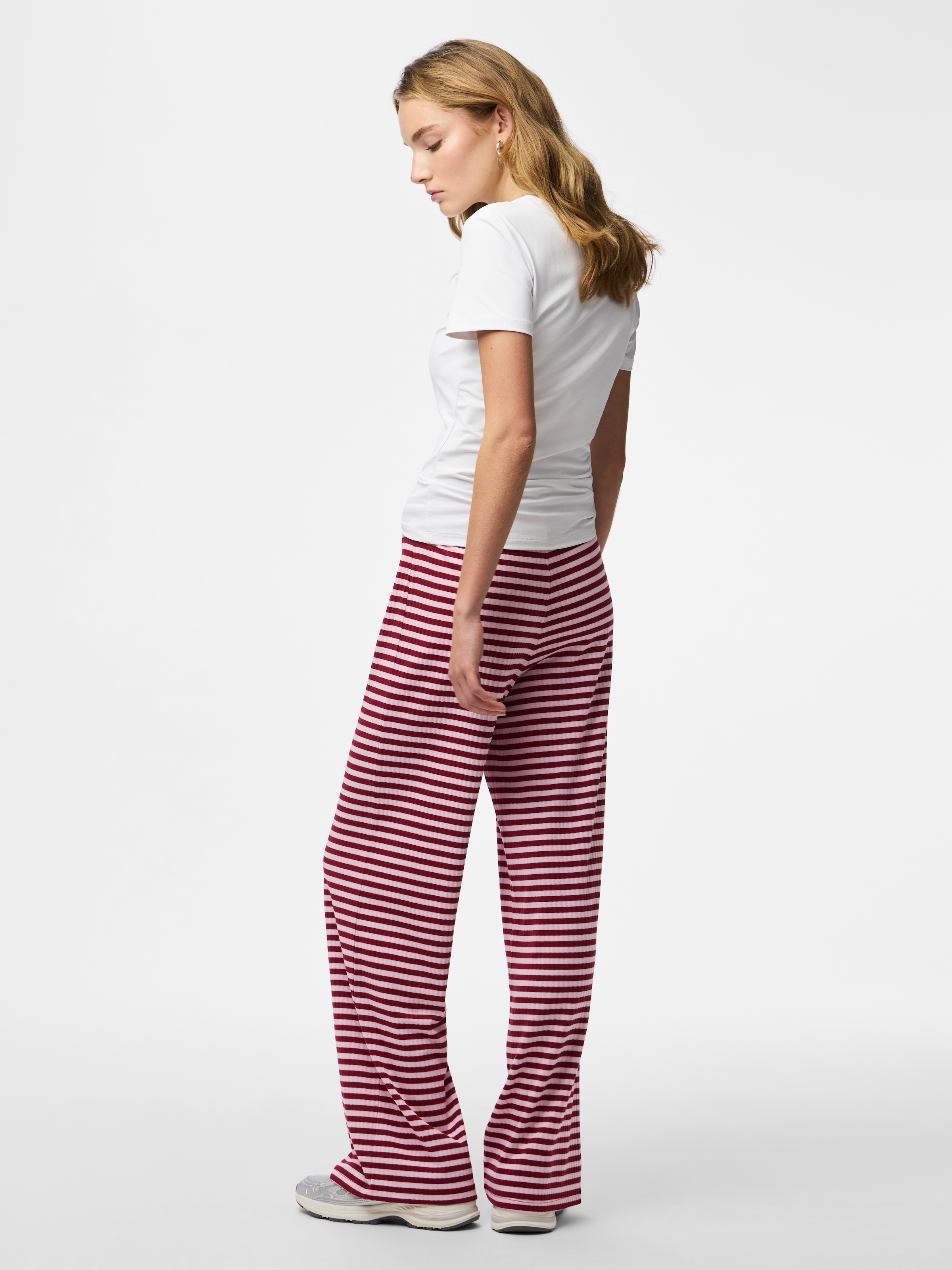 pieces Jerseyhose »PCLAYA MW WIDE PANTS JRS NOOS«  Materialmix, regular fit