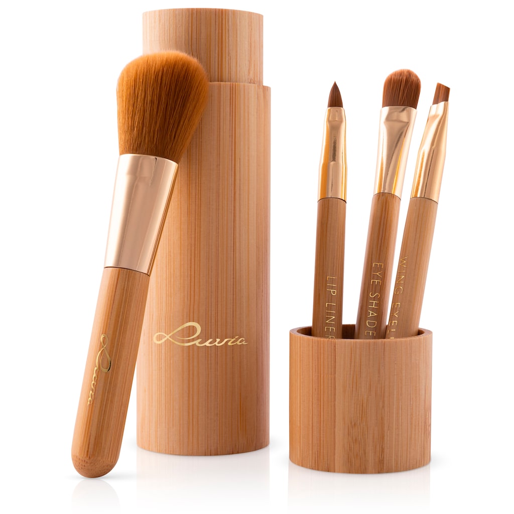 Luvia Cosmetics Kosmetikpinsel-Set »Travel Bamboo Tube«, (4 tlg.)