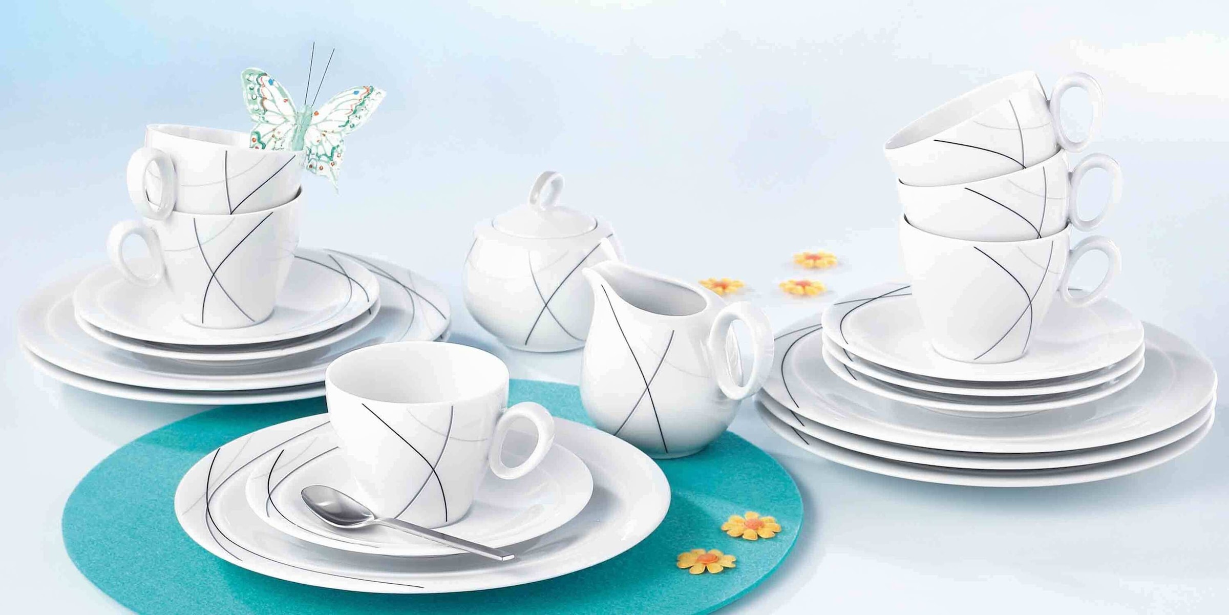 Seltmann Weiden Geschirr-Set »Kaffeeservice Trio Highline 20er Set schwarz-weiß«