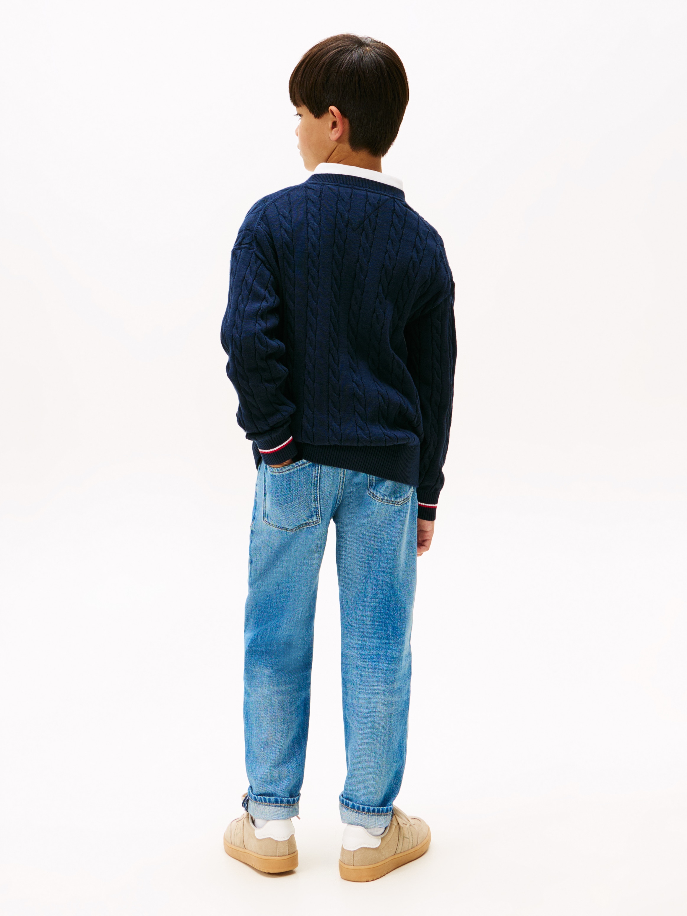 Tommy Hilfiger Strickpullover »COTTON CABLE GLOBAL STRIPE CARDI« Kinder bis 16 Jahre