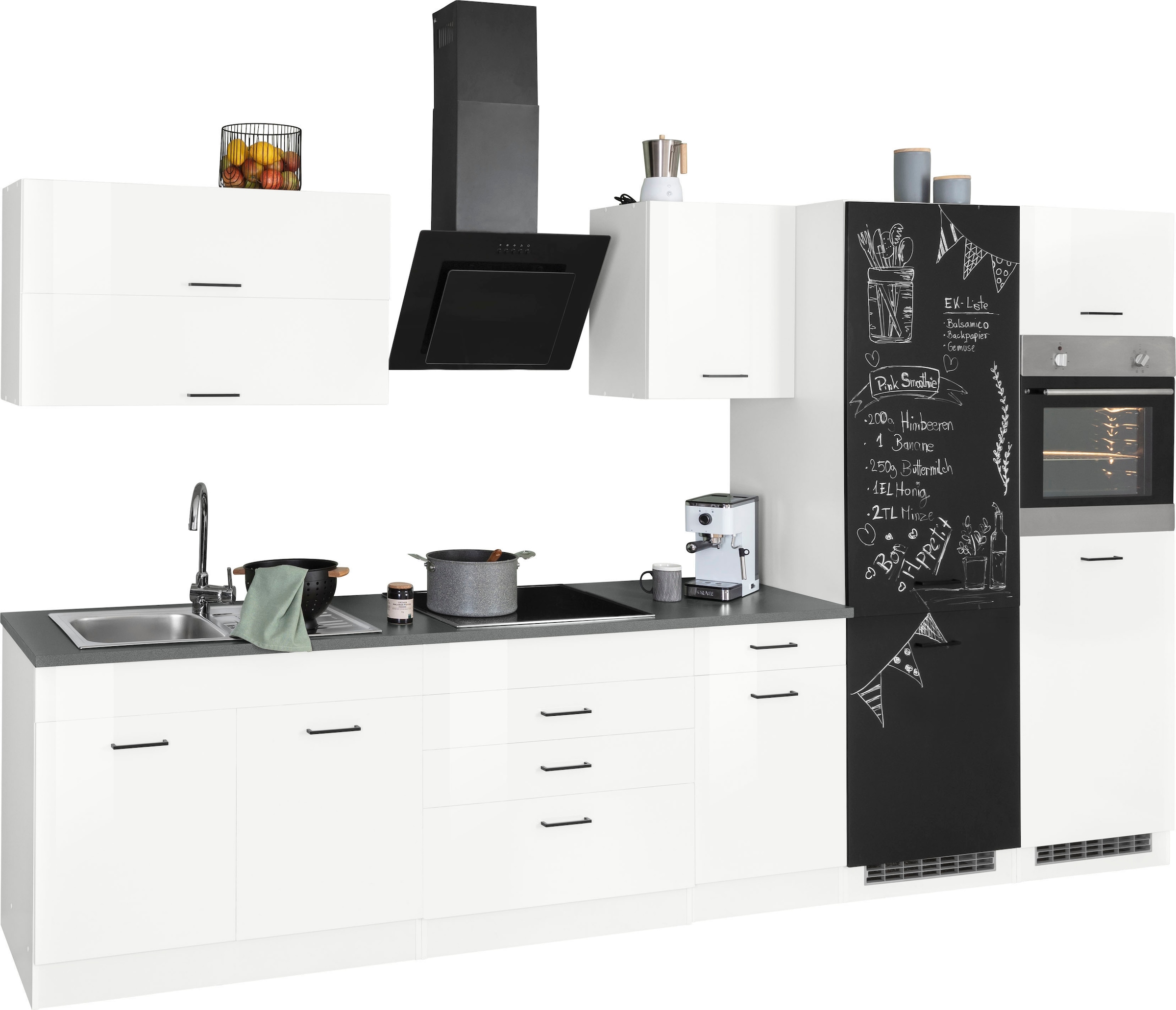KOCHSTATION Küchenzeile »KS-Trier« mit E-Geräten, Breite 350 cm