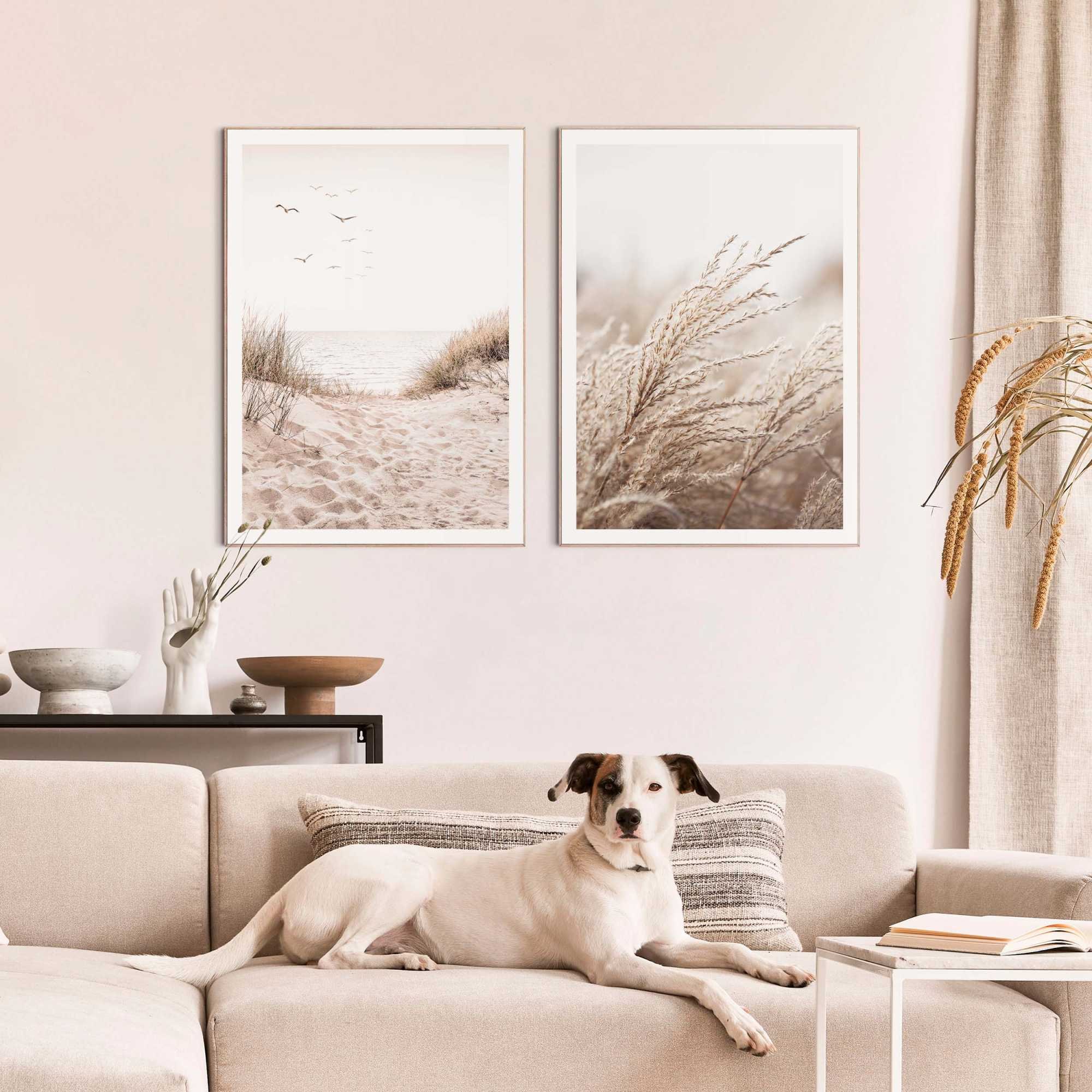Reinders! Poster »Strand« Wohnzimmer - Gras - Meer - Vögel - Beige - MDF - Strand - 50x70 cm