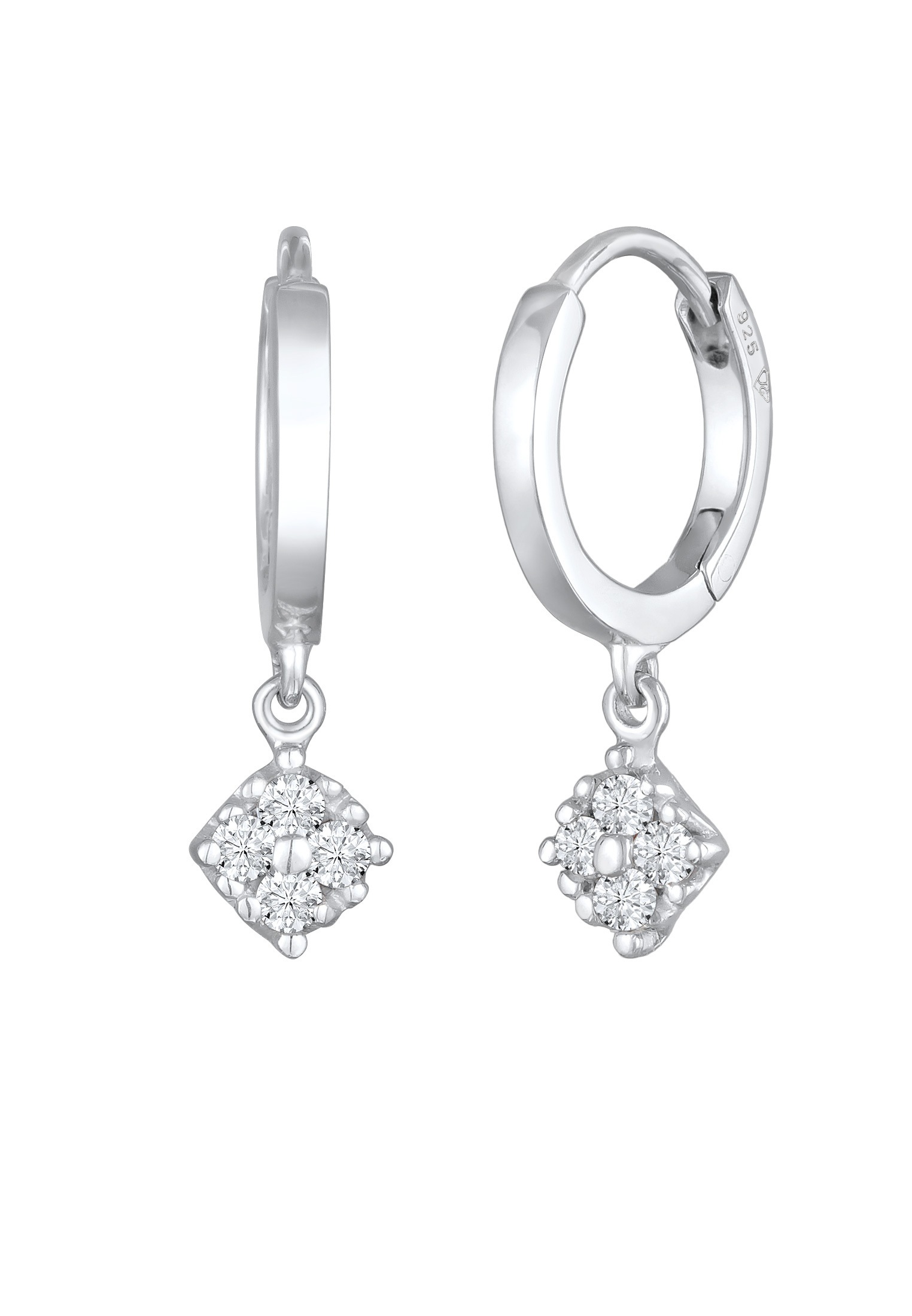 Elli DIAMONDS Paar Creolen »Ohrringe Creolen Lab Grown Diamant (0.056 ct.) Anhänger 925 Silber«