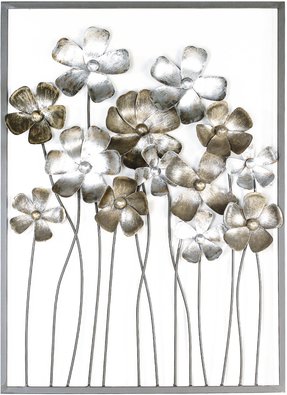 GILDE Wanddekoobjekt »Wandrelief Fleurs, braun/champagnerfarben«, Wanddeko,  aus Metall, Blumen, dekorativ im Esszimmer & Wohnzimmer auf Raten bestellen