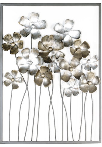 GILDE Wanddekoobjekt »Wandrelief Fleurs, braun/champagnerfarben«, (1 St.), Wanddeko,... kaufen