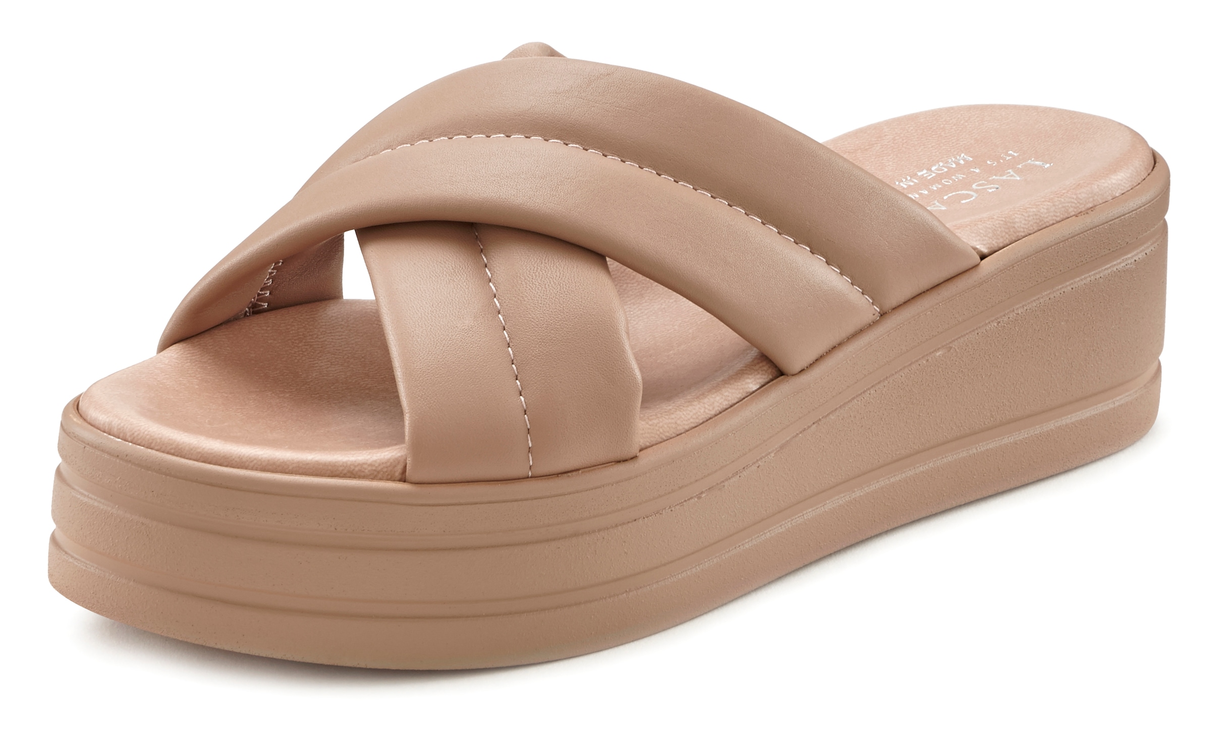 LASCANA Pantolette Mule aus Leder mit modischer Plateausohle