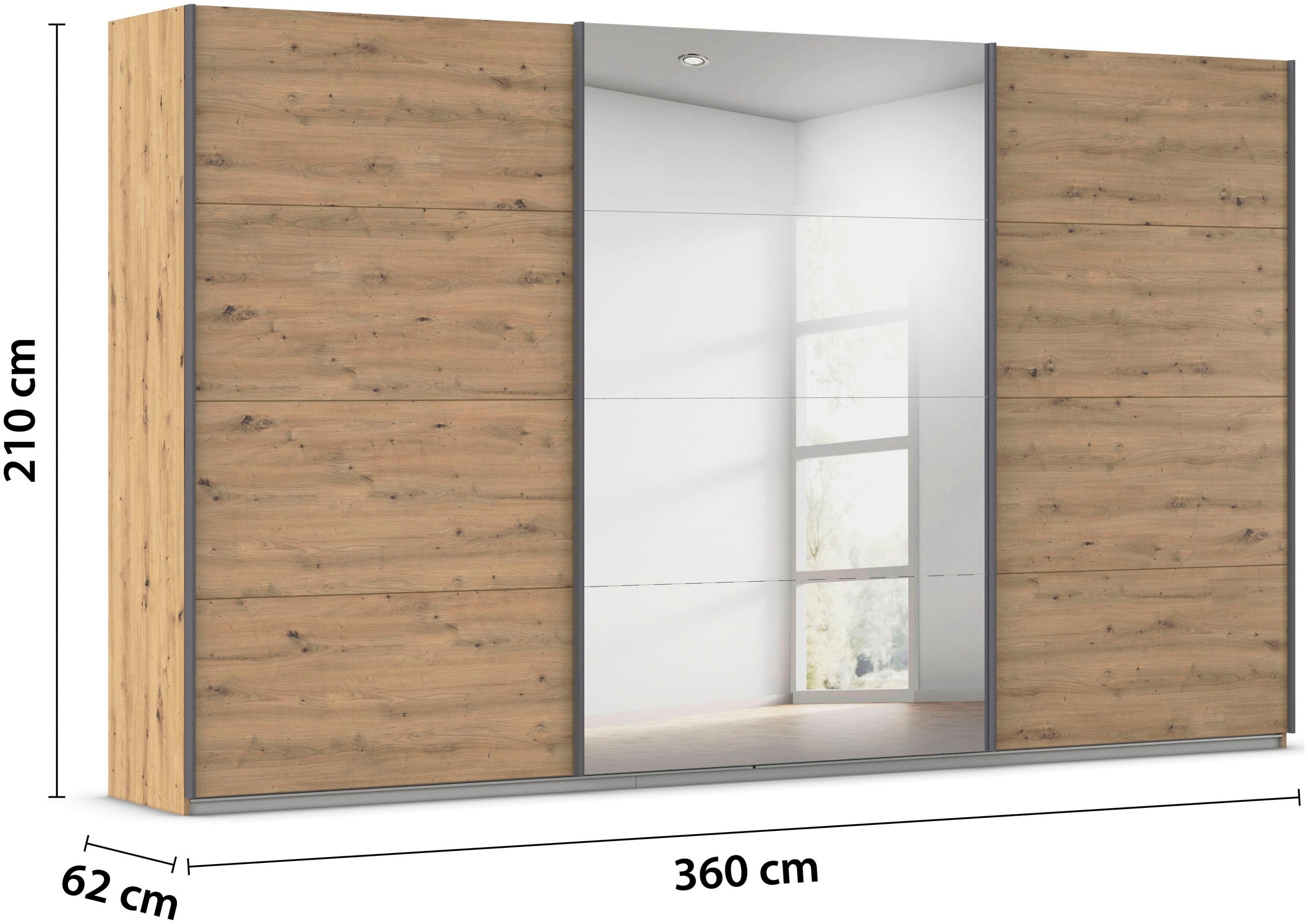 rauch Schwebetürenschrank »Kleiderschrank Schrank Garderobe AGORDO«, (in zwei Griff-Farben), Top Innenausstattung, in 4 Breiten und 2 Höhen MADE IN GERMANY