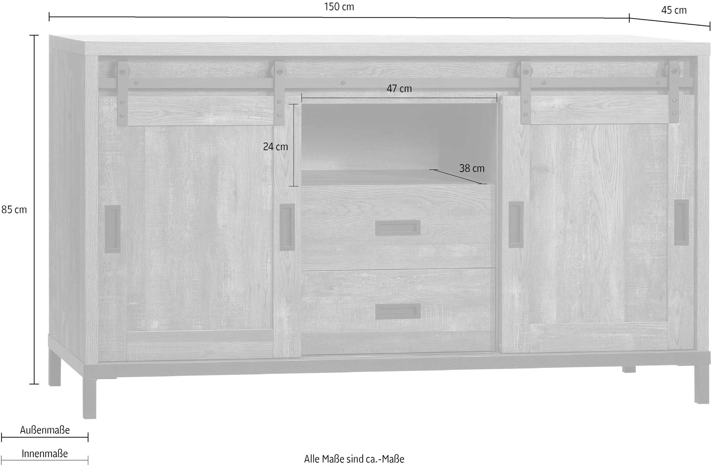 OMG Design Sideboard »Stanley« in zwei Breiten, mit viel Stauraum