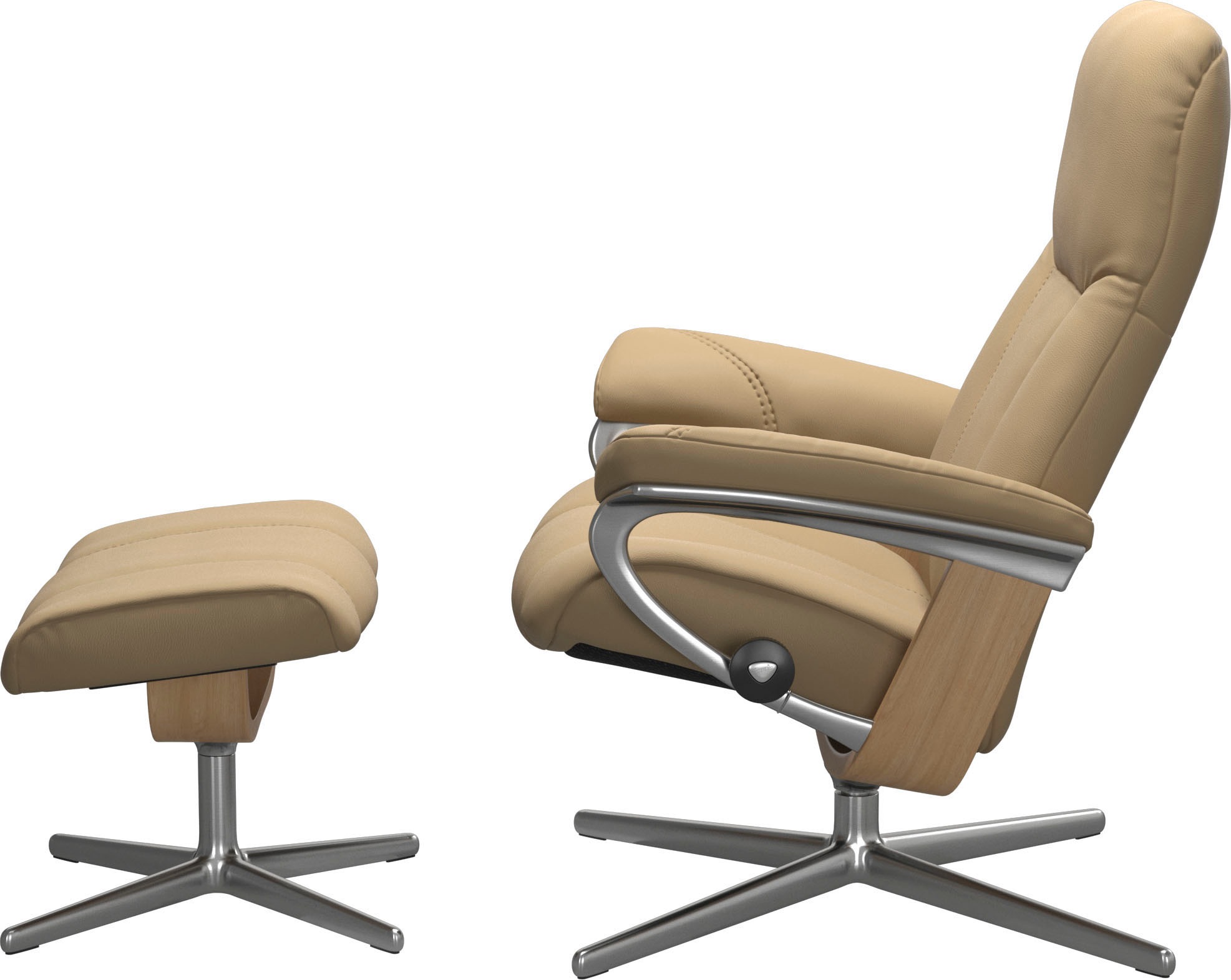 Stressless® Relaxsessel »Consul«, (Set, Relaxsessel mit Hocker), mit Hocker, mit Cross Base, Größe S, M & L, Holzakzent Eiche