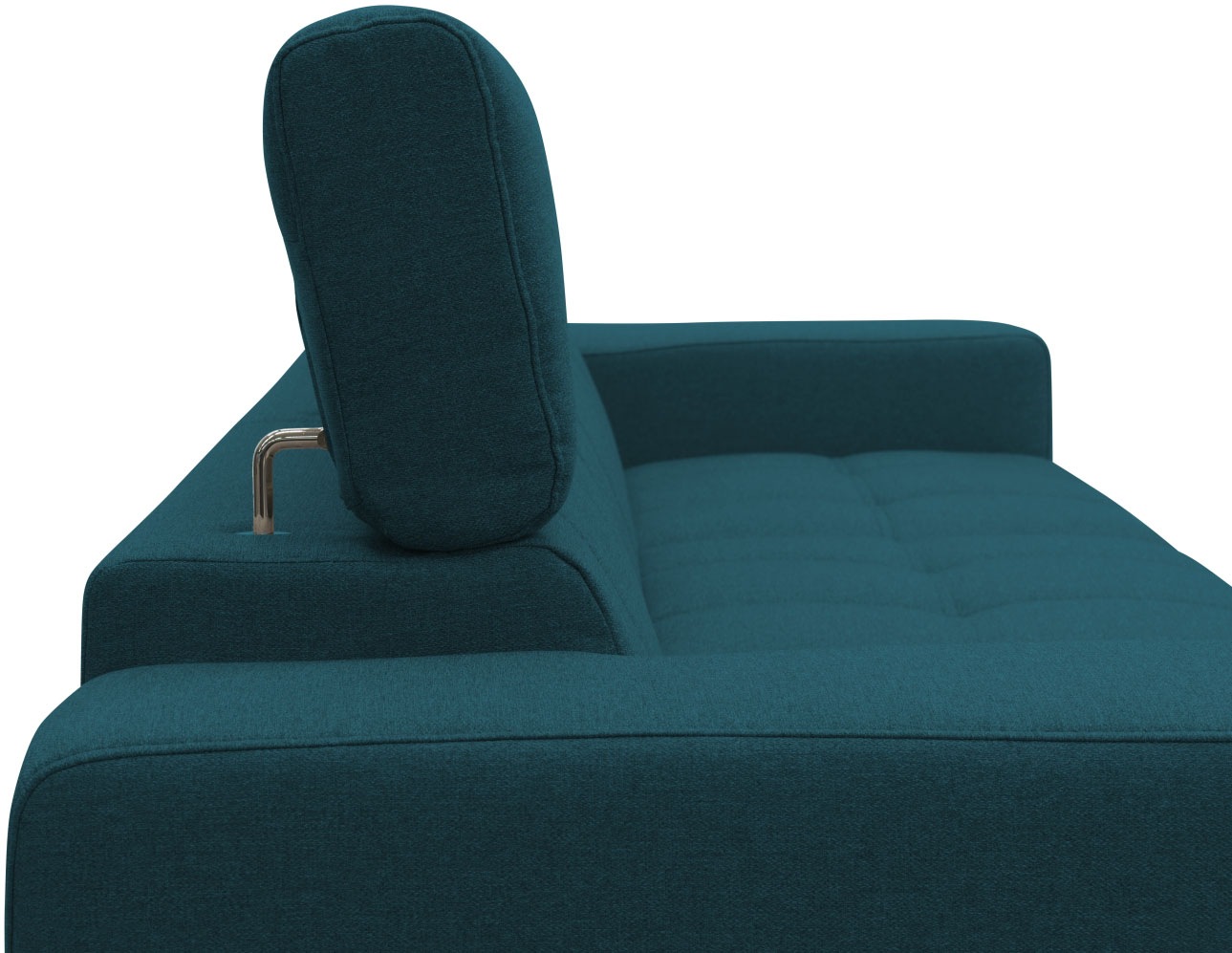 DOMO collection Ecksofa »Trento L-Form, mit Kufenfuß oder Einzelfuß«, wahlweise mit Kopfteilverstellung, Recamiere links/rechts bestellbar
