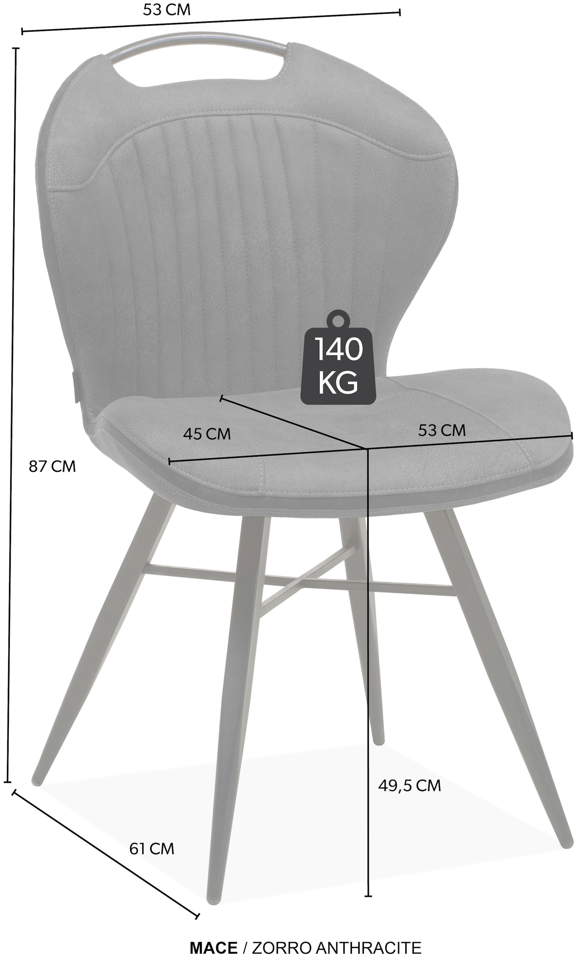 OMG Design Esszimmerstuhl »Mace« (Set) 1 Stk.Lederoptik, pflegeleicht, mit praktischem Griff