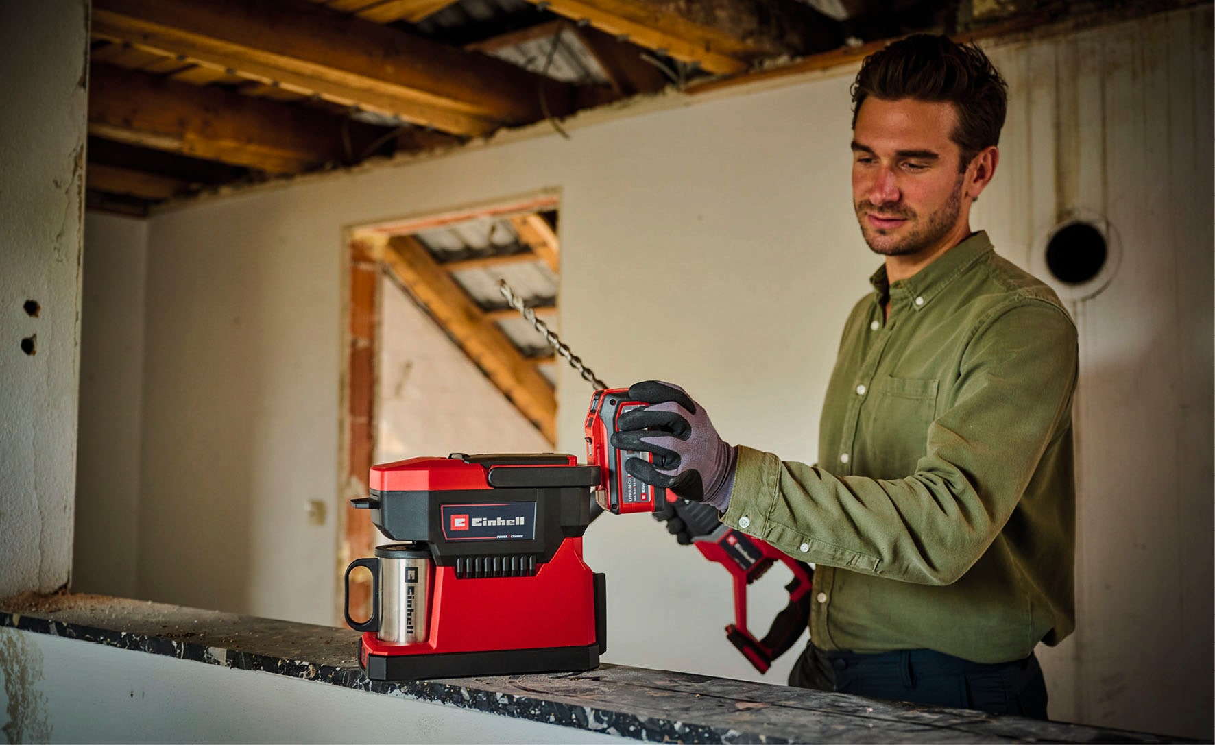 Einhell Kaffeepadmaschine »Power X-Change TE-CF 18 Li-Solo« 0,24 l Kaffeekanne Korbfilter