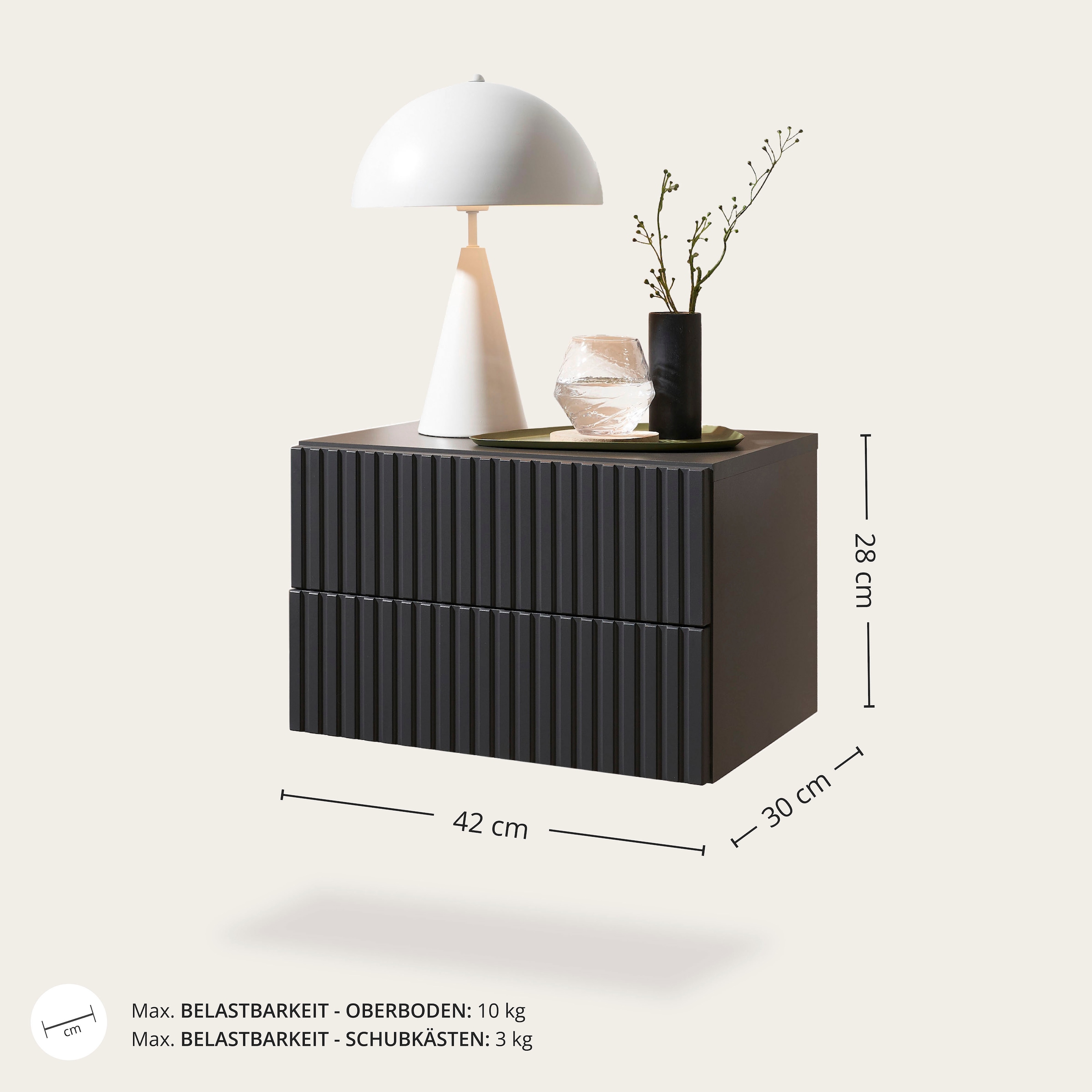 Schlafkontor Nachtkommode »Taboni Nachttisch, Nachtkonsole mit Push-to-open« Wandmontage
