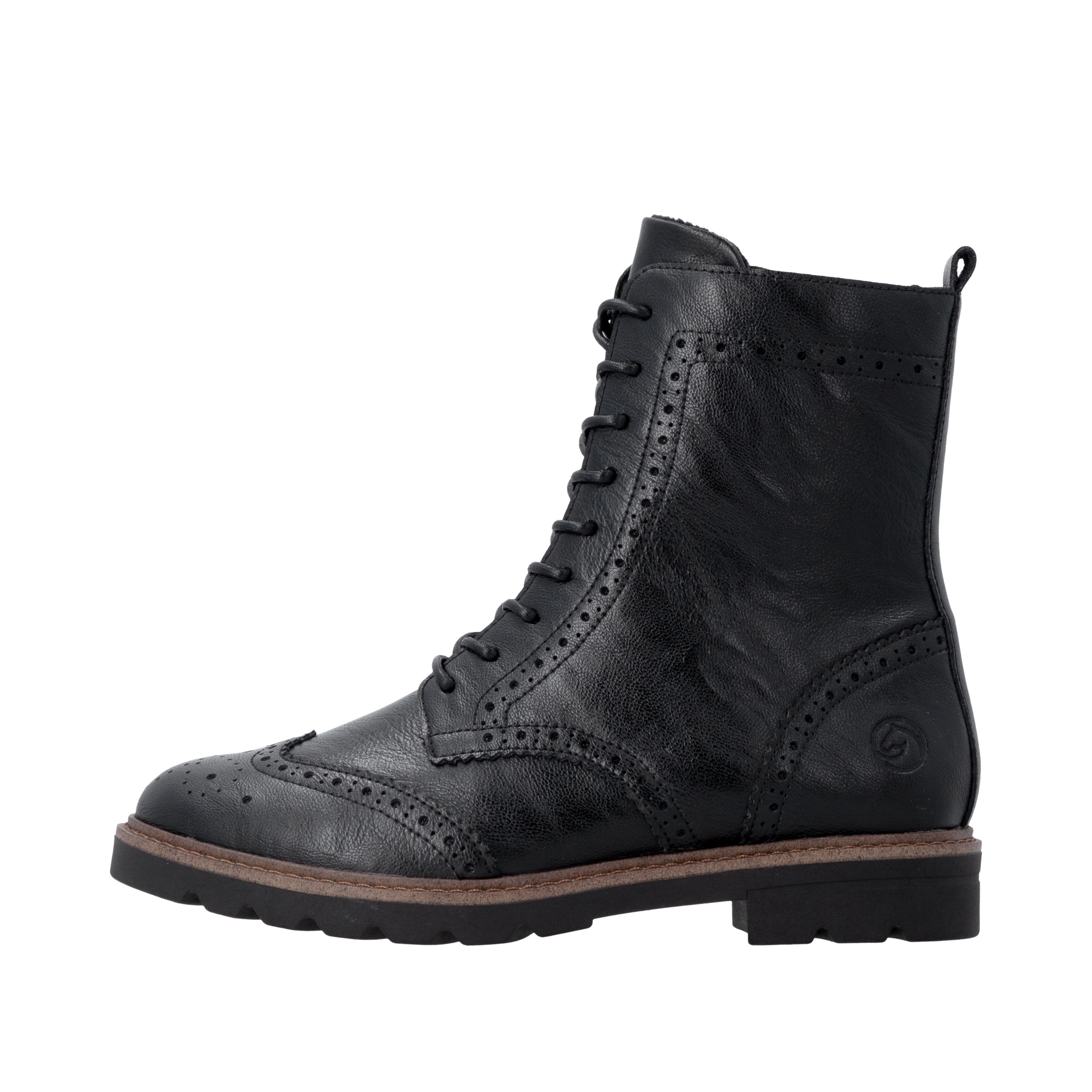Remonte Schnürstiefelette  Blockabsatz, Schnürboots mit Ziernähten und Lyralochmuster