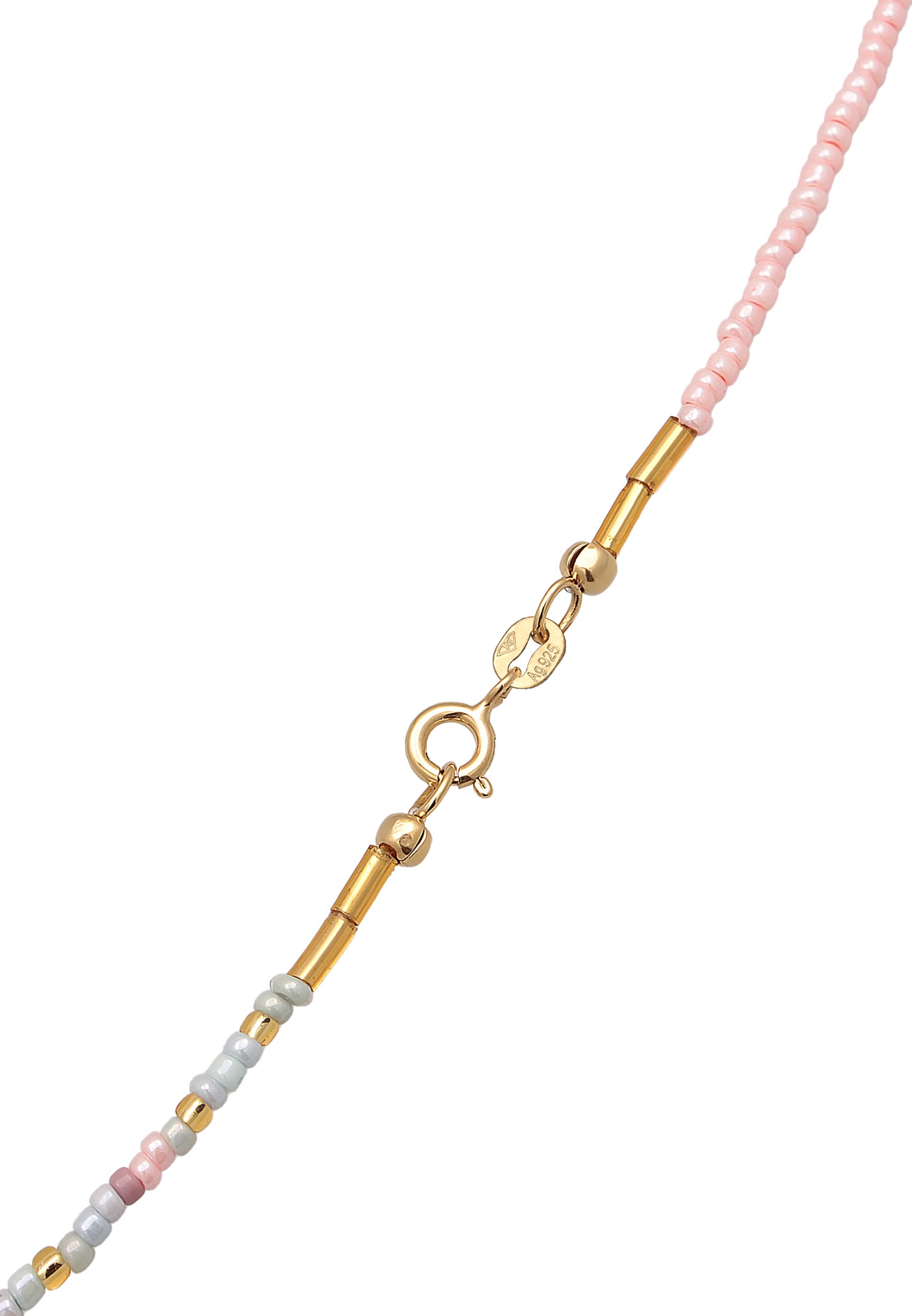 Elli Silberkette »Halskette Glas Perlen Süßwasser-Zuchtperle Bead 925 Silber vergoldet«