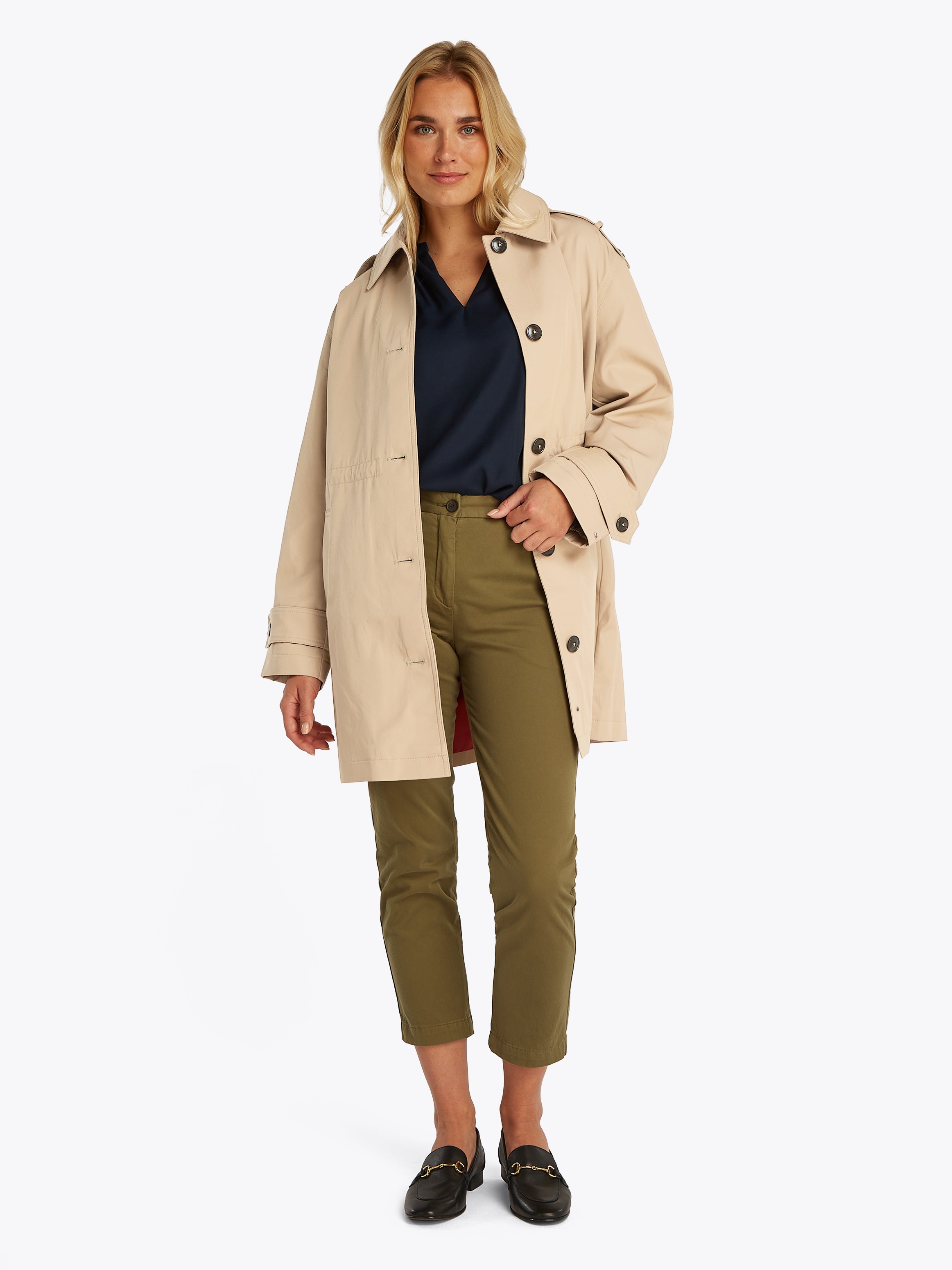 Tommy Hilfiger Parka »ESS COTTON HOOD PARKA«, mit Kapuze, im Trench Coat Look, mit Kapuze, mit Taillengürtel