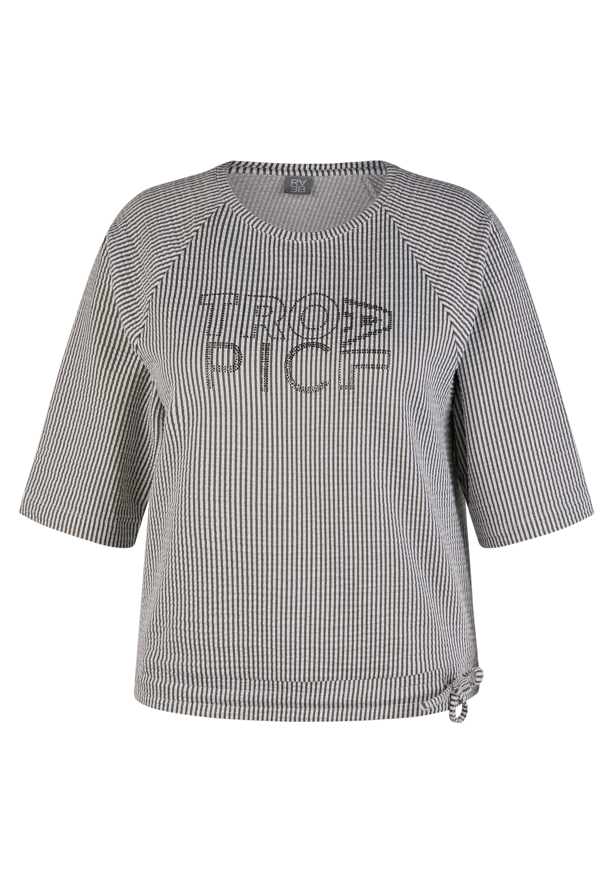 Rabe Kurzarmshirt, im Streifen-Look und mit Bindung am Saum