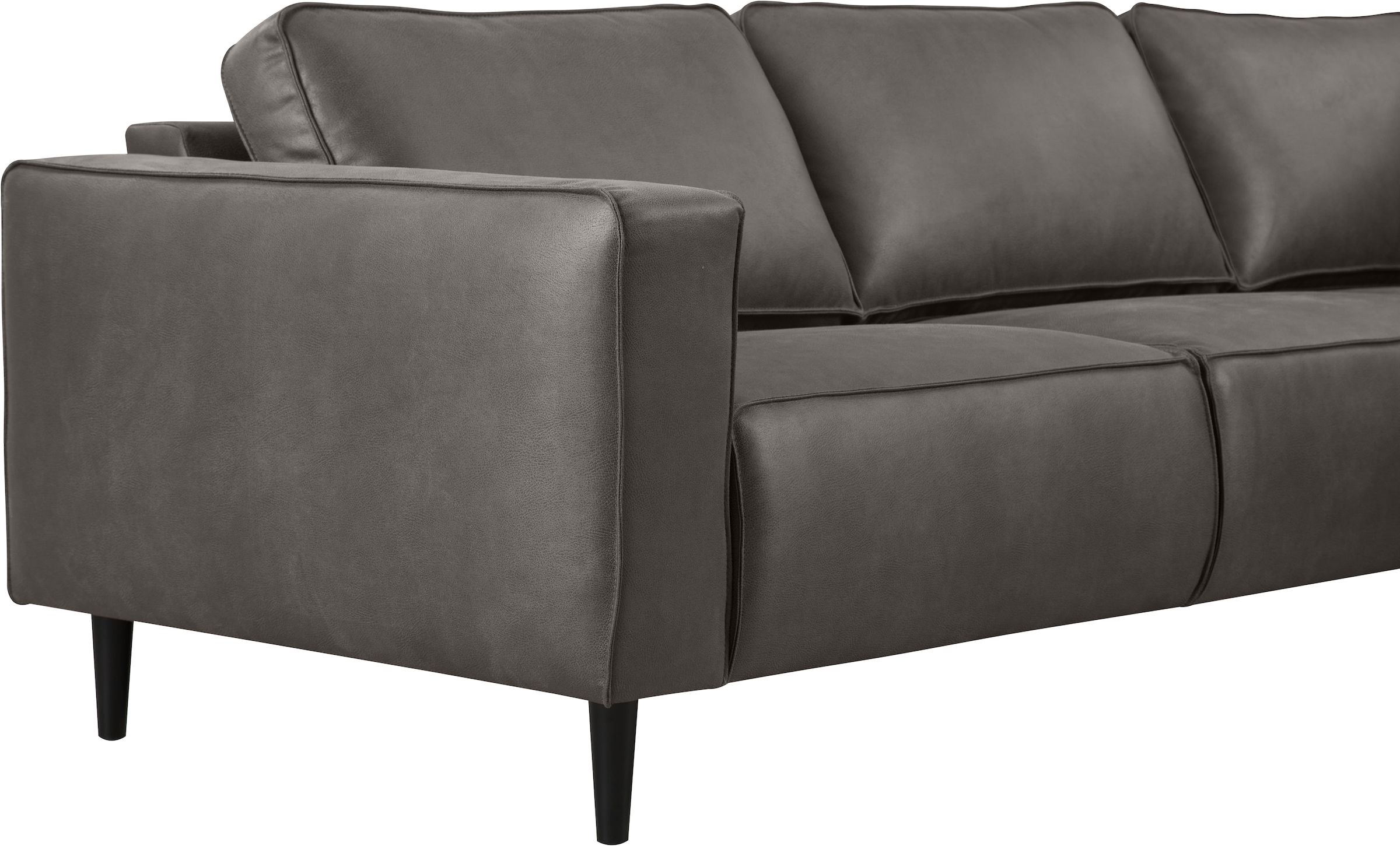 Places of Style Ecksofa »Fumone, Lederoptik oder Soft-Touch Chenille«, Breite 260, mit schwarzen Massivholzfüßen