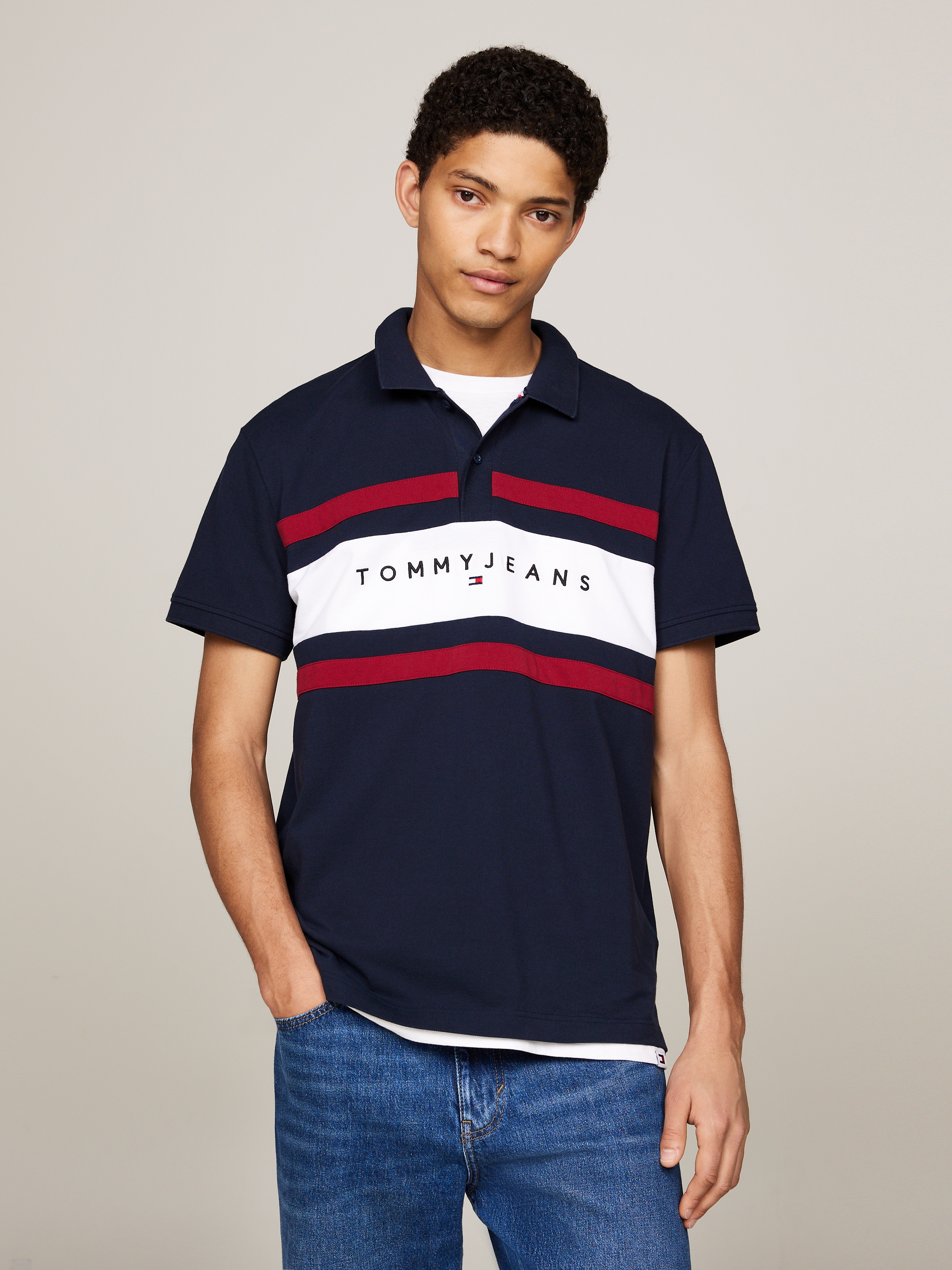 Poloshirt »TJM COLORBLOCK LINEAR POLO«, mit Logoschriftzug