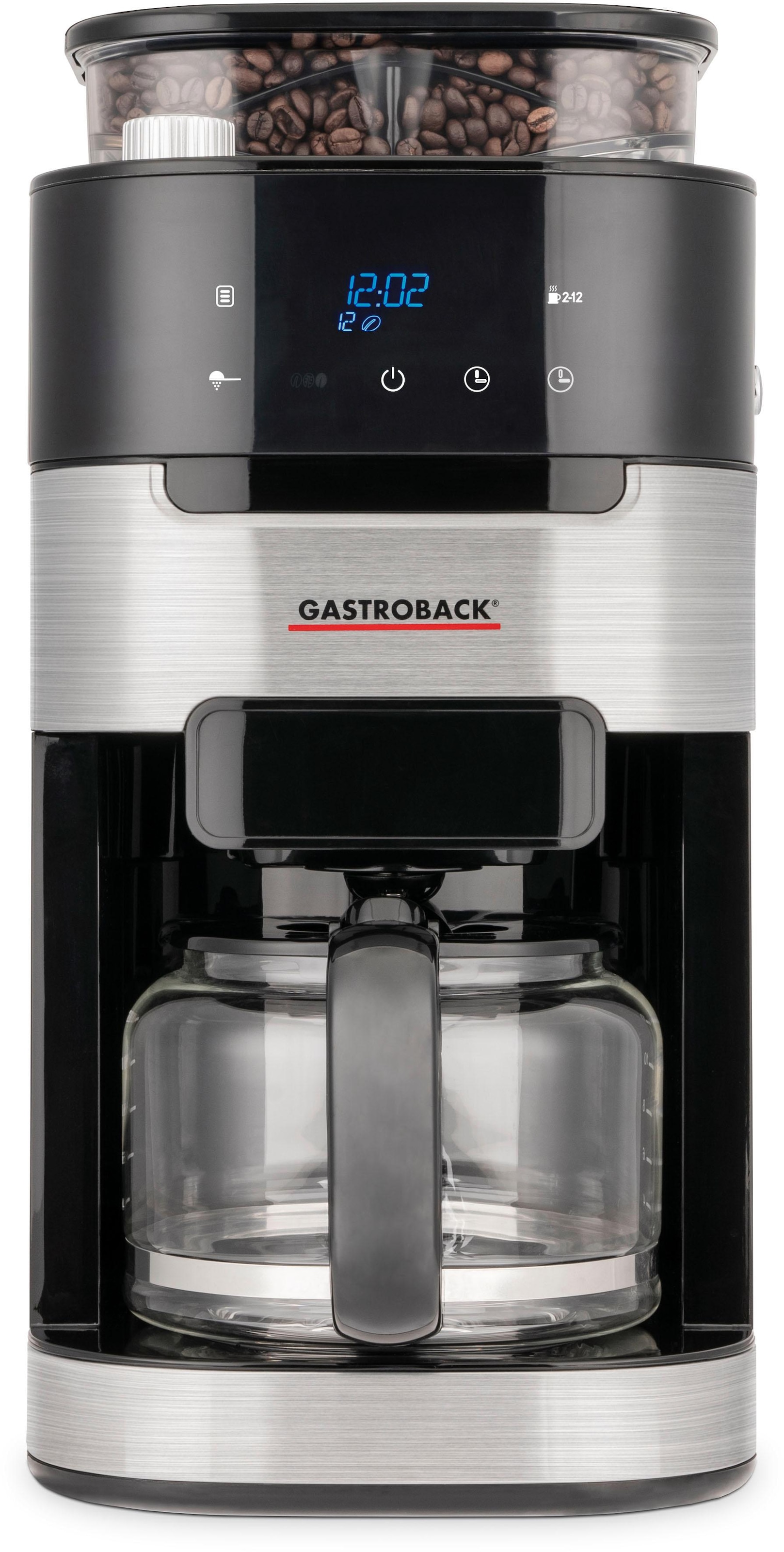Gastroback Kaffeemaschine mit Mahlwerk »Grind & Brew Pro 42711« 1,5 l Kaffeekanne Permanentfilter Timerfunktion, auch für Kaffeepulver verwendbar, Warmhaltefunktion