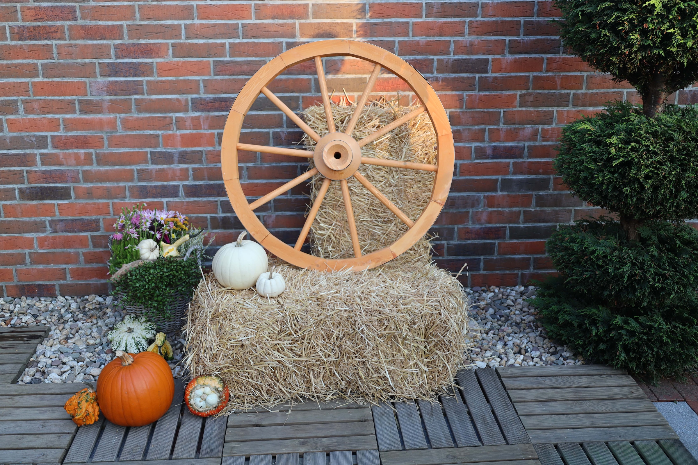 promadino Gartenfigur »Wagenrad« BxLxH: 90x22x90 cm