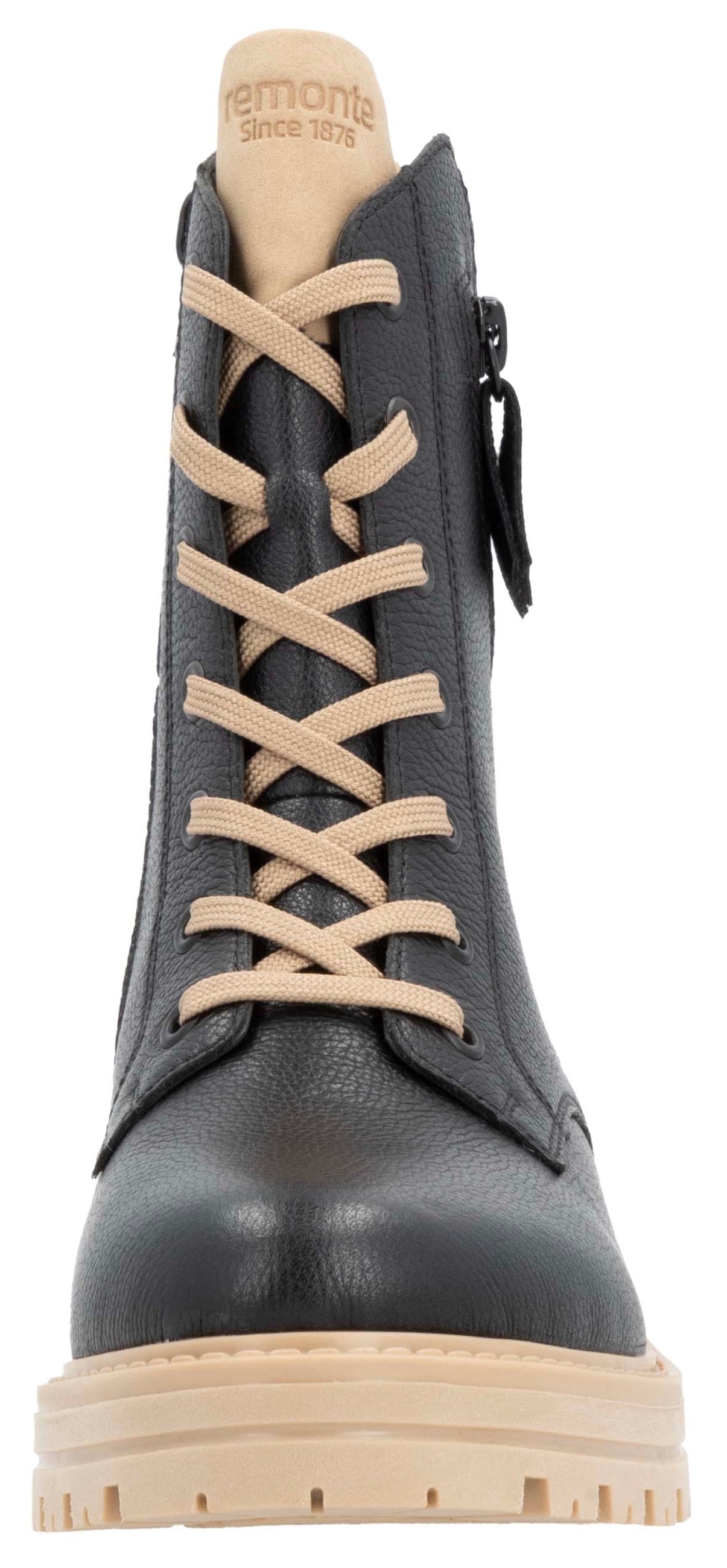 Remonte Winterboots, Blockabsatz, Winterstiefelette, Schnürboots mit Zierreißverschluss