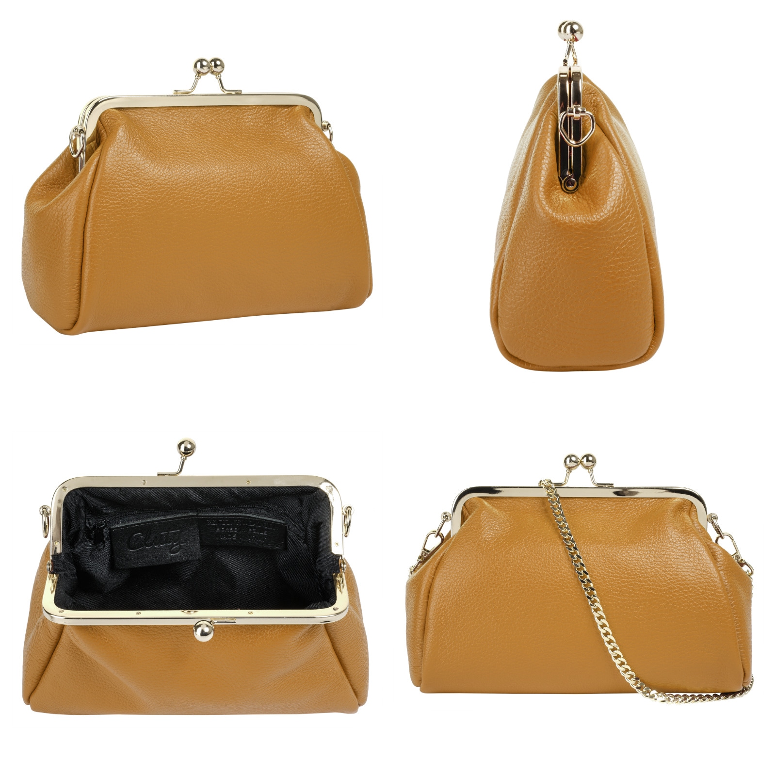 Cluty Abendtasche, echt Leder, Made in Italy