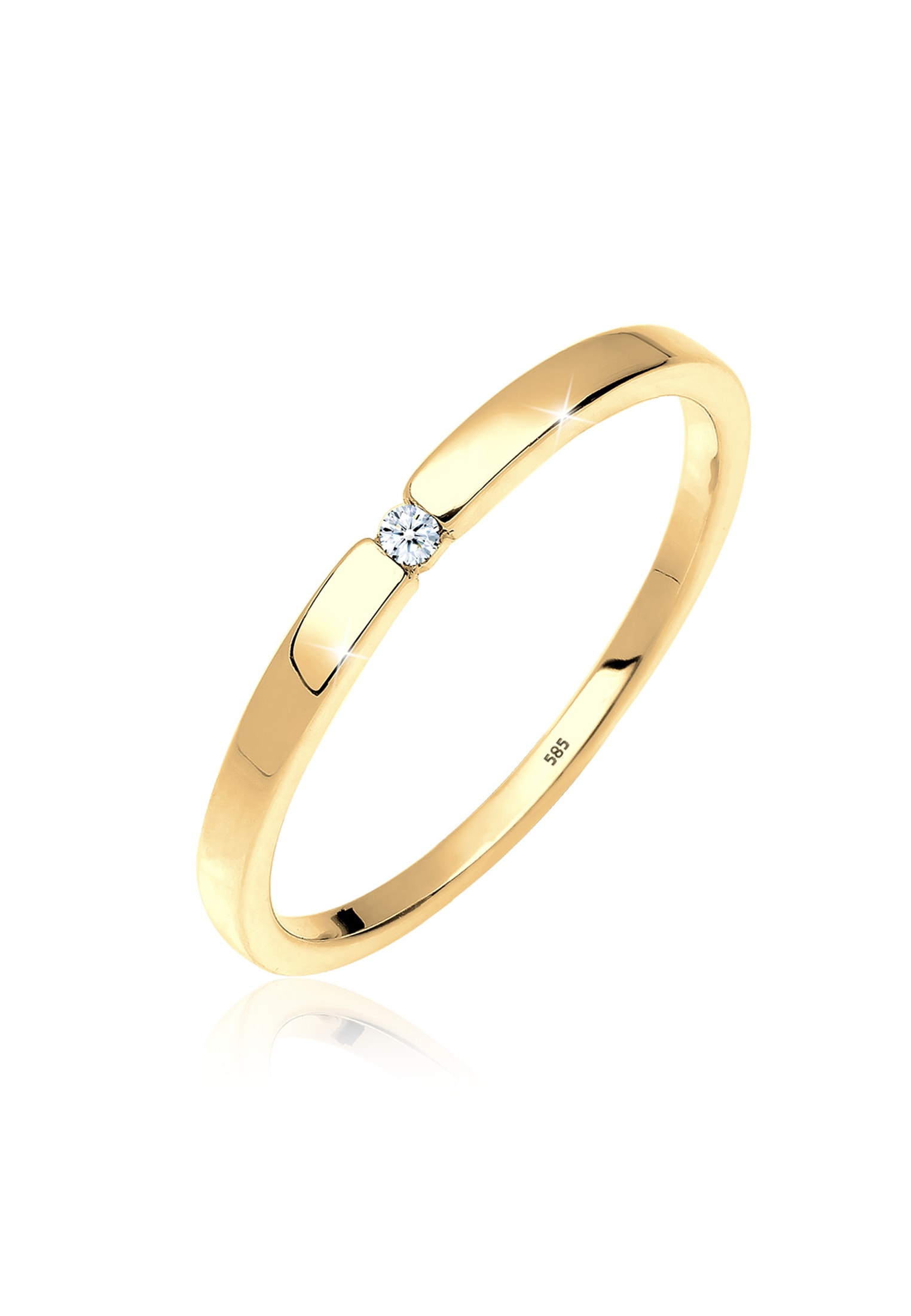 Elli DIAMONDS Trauring »Ring Ehering Solitär Diamant Weiß (0.015 ct) 585 Gelbgold«