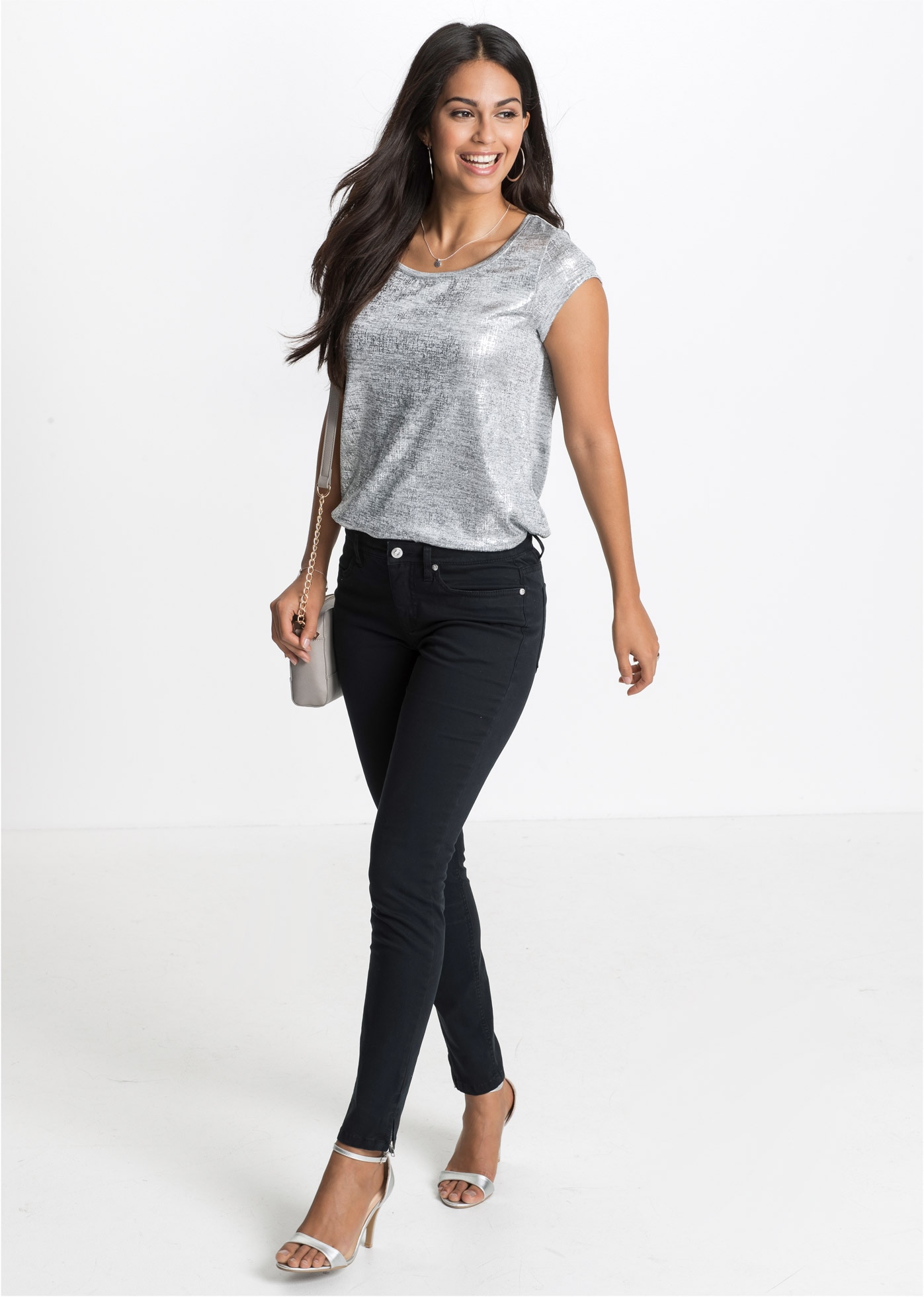 bonprix Skinny-fit-Jeans »Skinny-Jeans Mid Waist, cropped« Skinny-fit, Mid Waist, cropped Schnitt, Kurzgröße