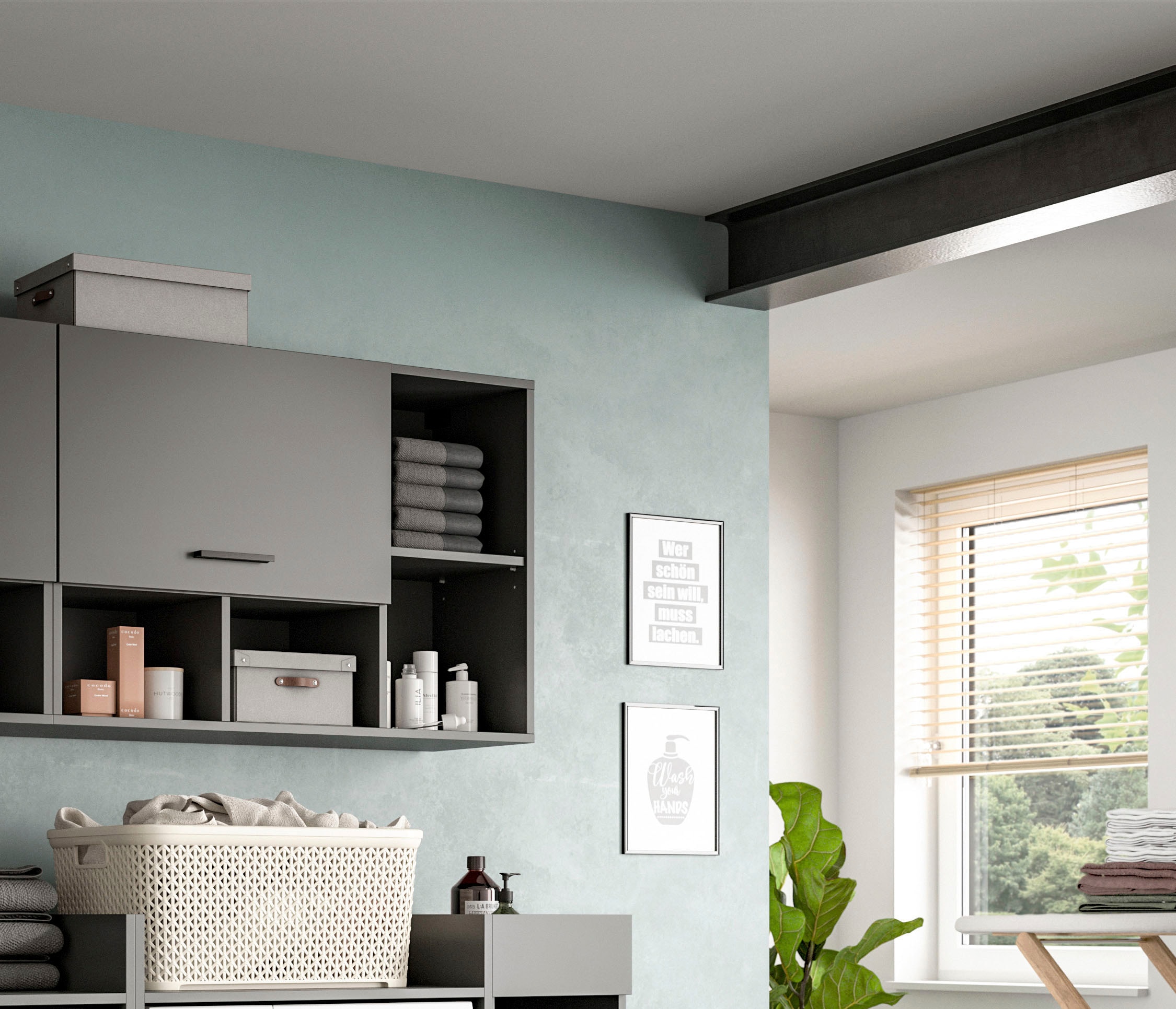 welltime Hängeschrank »FALAS, TOPSELLER! Breite 95cm, 1 Klappe, 5 Fächer« in verschiedenen Farben erhältlich, 1 Stk. tlg. Schrank, Wandschrank, Badschrank, Wäscheschrank