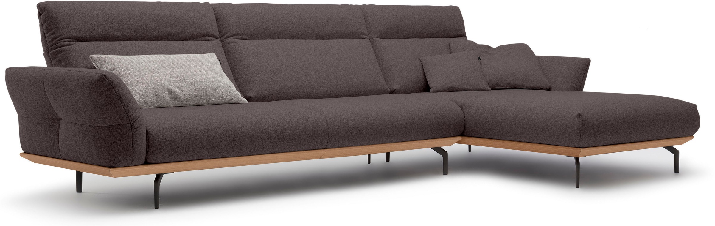 Creation BY ROLF BENZ Ecksofa »CR.460, Design-Sofa der Extraklasse, verstellbare Rückenlehne, L-Form« Sockel in Eiche, Winkelfüße in Umbragrau, Breite 338 cm