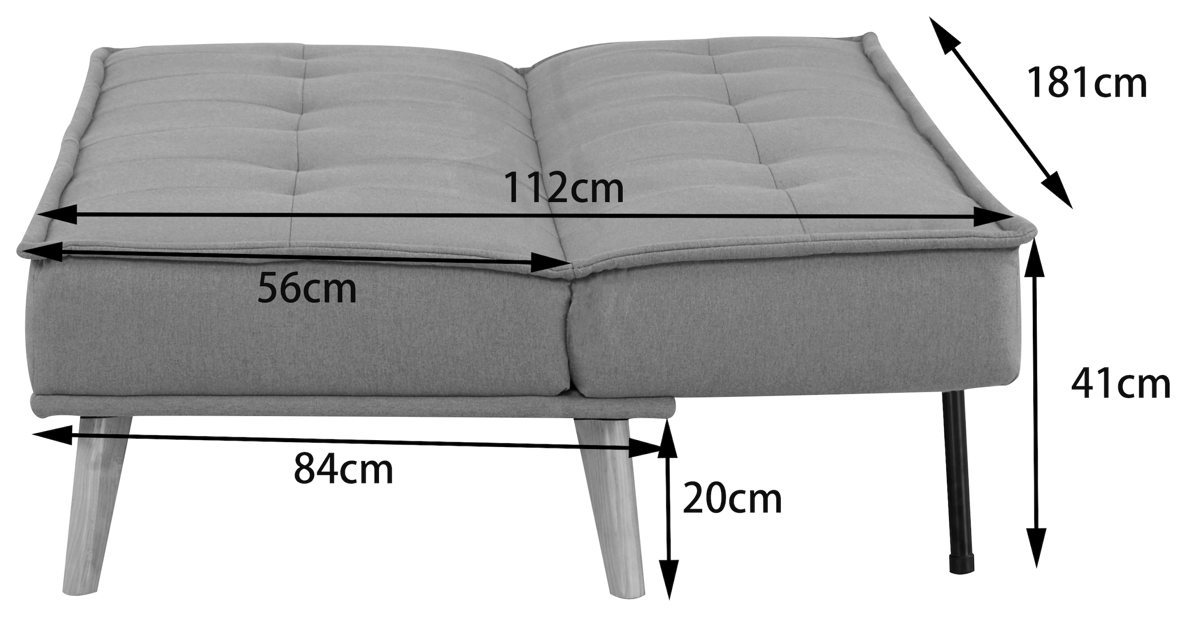 INOSIGN Schlafsofa »MENDOTA, 181 cm, 3-Sitzer mit Schlaffunktion,«, verstellbarer Rückenlehne, Klappmechanismus