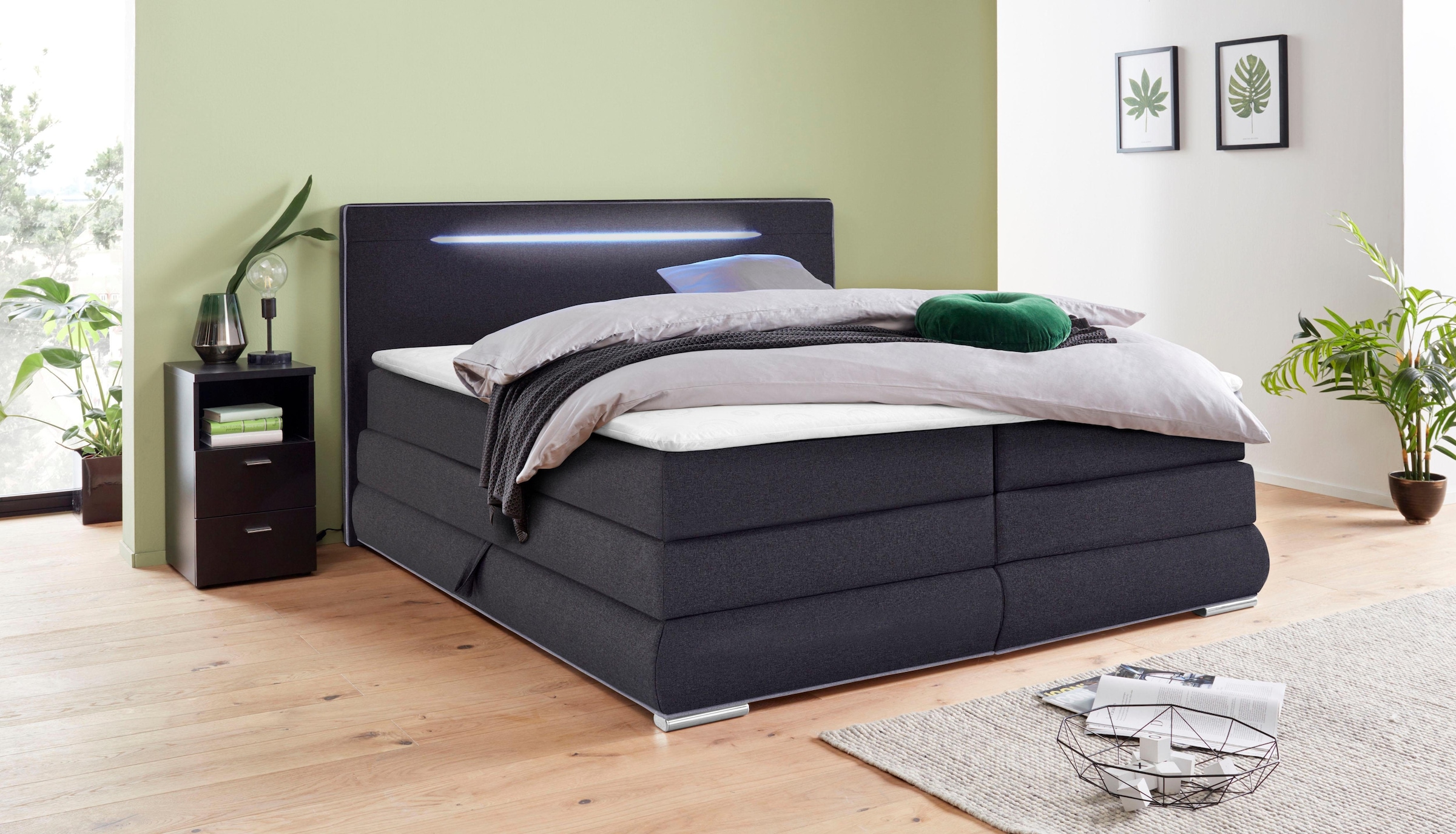 COLLECTION AB Boxspringbett, inkl. Bettkasten, LED-Beleuchtung und Topper