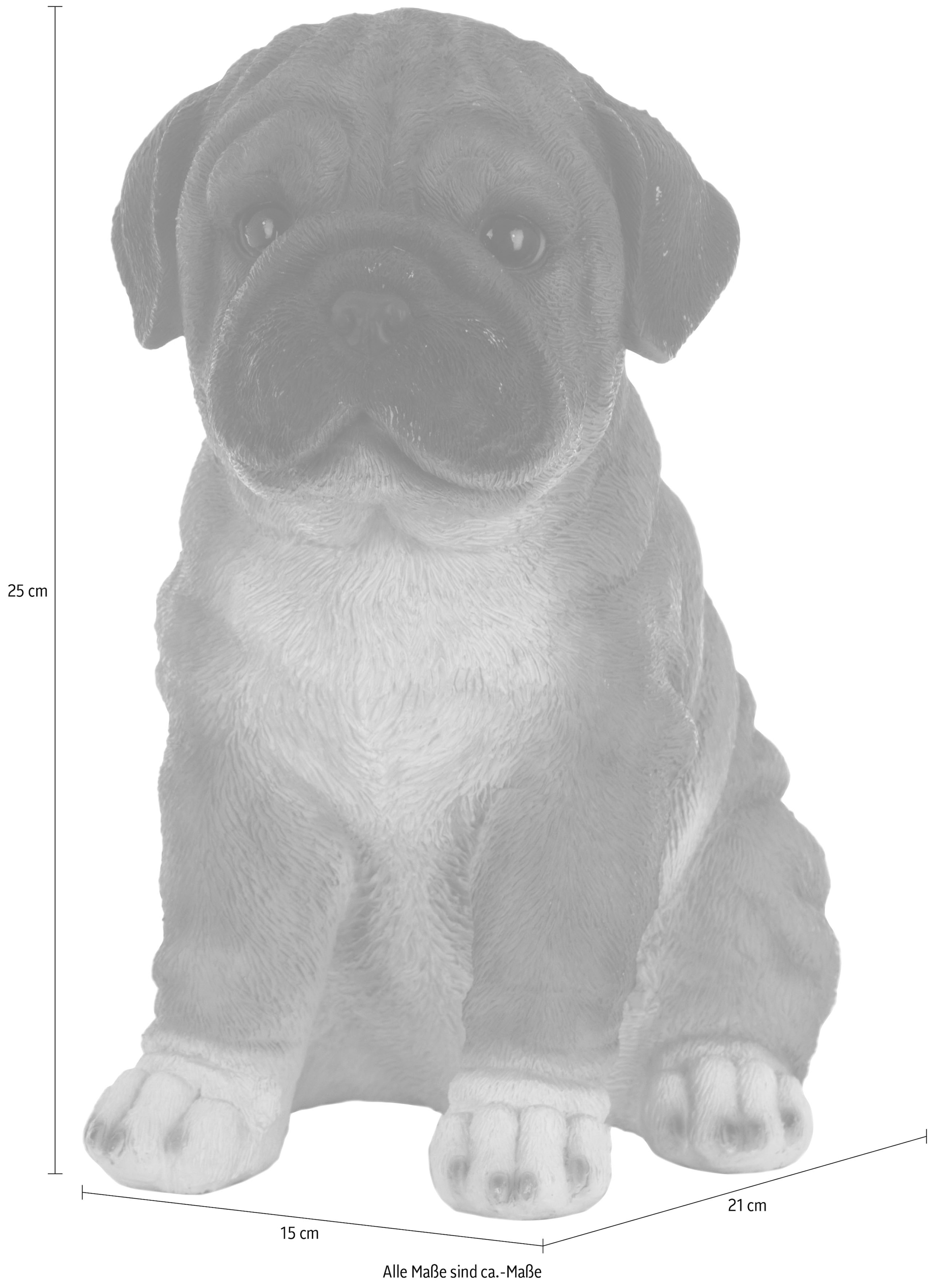 Deko-Figur Hund sitzend aus Polyresin 29 cm x 17 cm x 39 cm Weiß