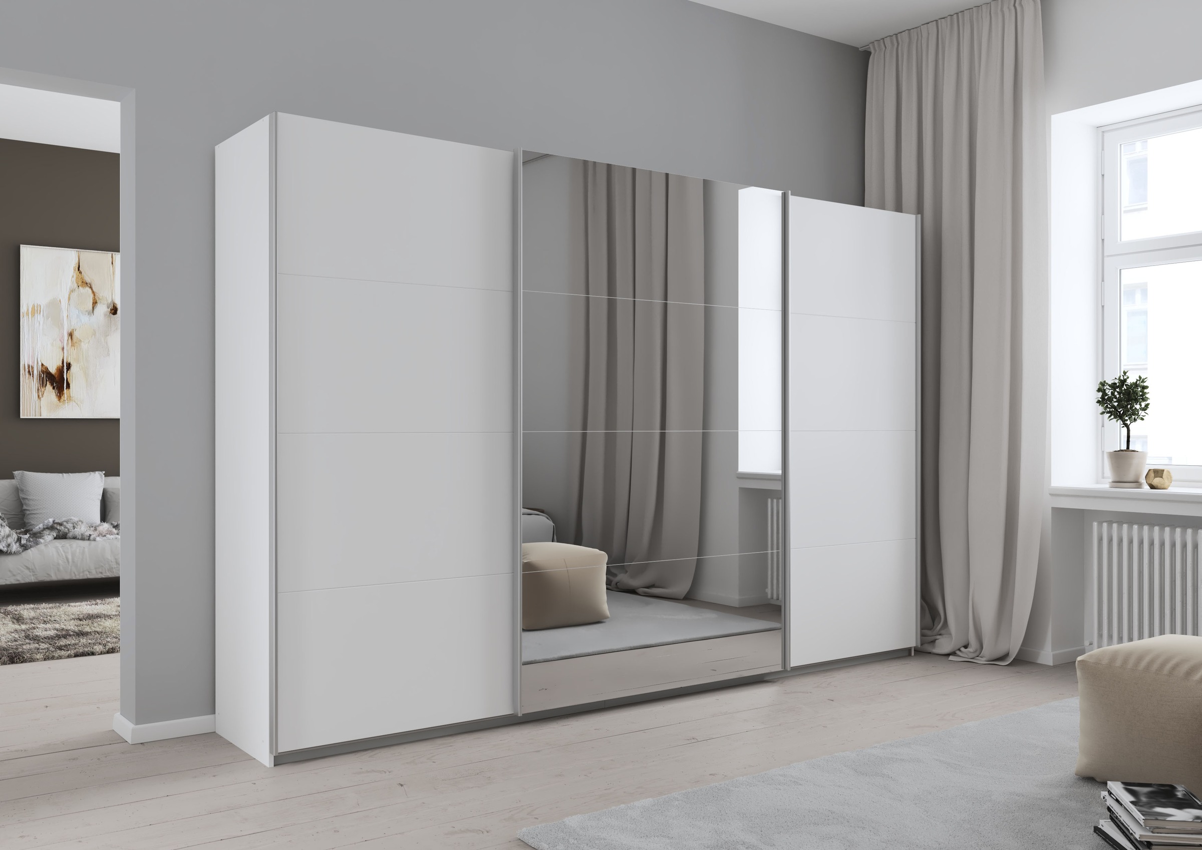 rauch Schwebetürenschrank »Kleiderschrank Schrank Garderobe CORTONA inkl. Inneneinteilung,«, 2 Stoffboxen und zusätzlichen Einlegeböden MADE IN GERMANY