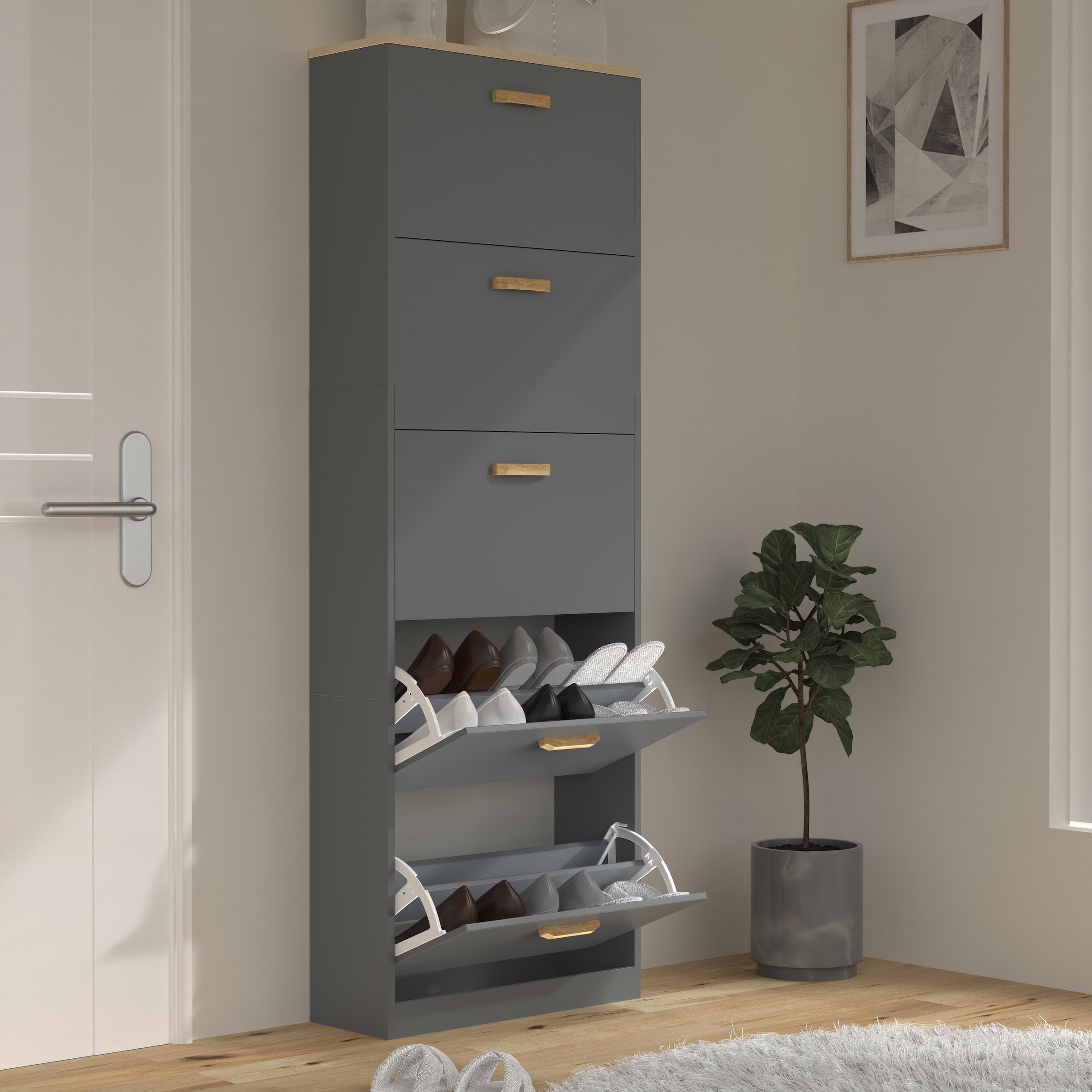 VCM Schuhschrank »Holz Schuhregal Schuhschrank Schuhkipper Halom XL«