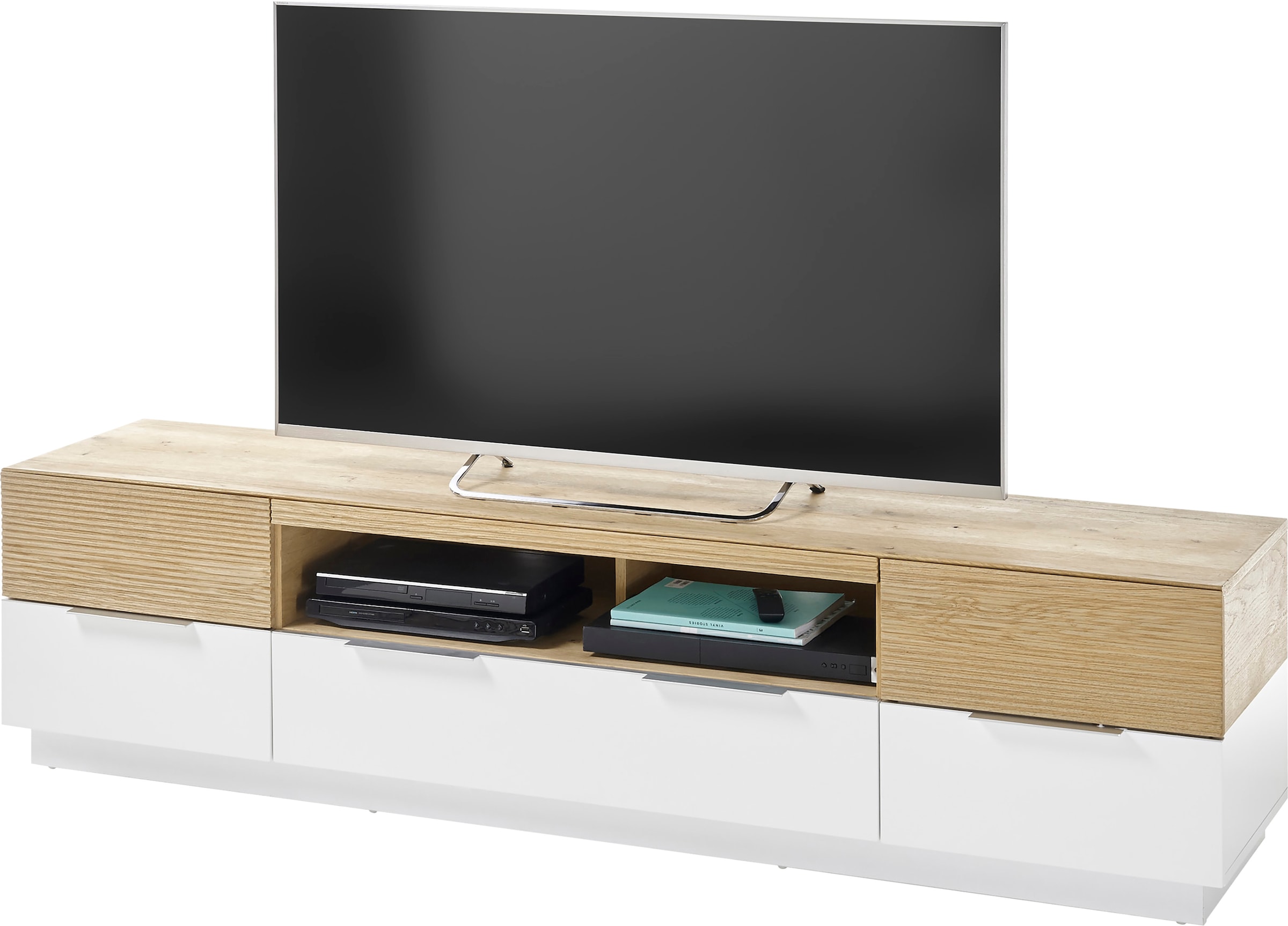 MCA furniture Lowboard »Dubai«, für Tv bis 84 Zoll geeignet, weiß matt mit Absetzung