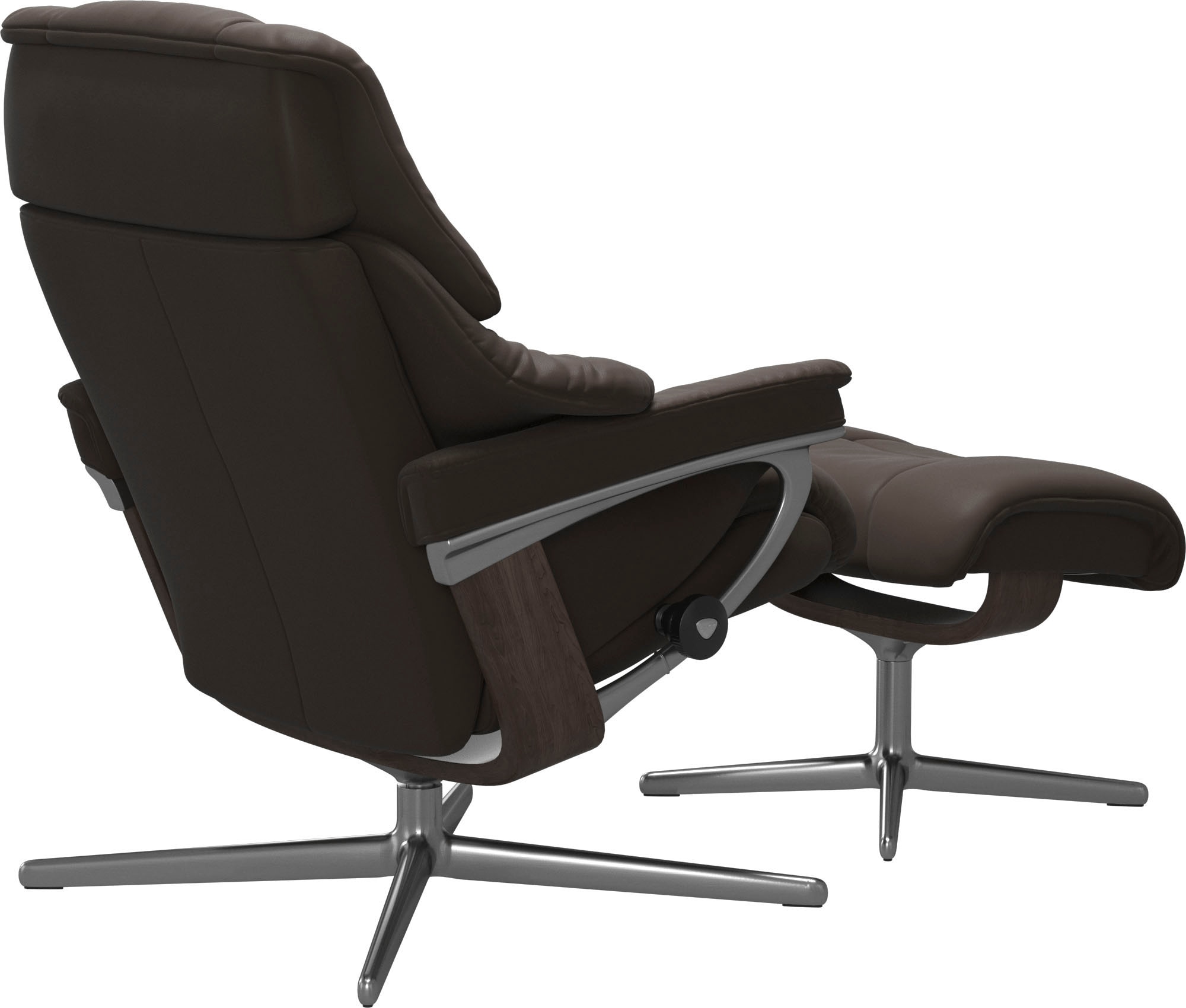 Stressless® Relaxsessel »Reno«, (Set, Relaxsessel mit Hocker), mit Hocker, mit Cross Base, Größe S, M & L, Holzakzent Wenge