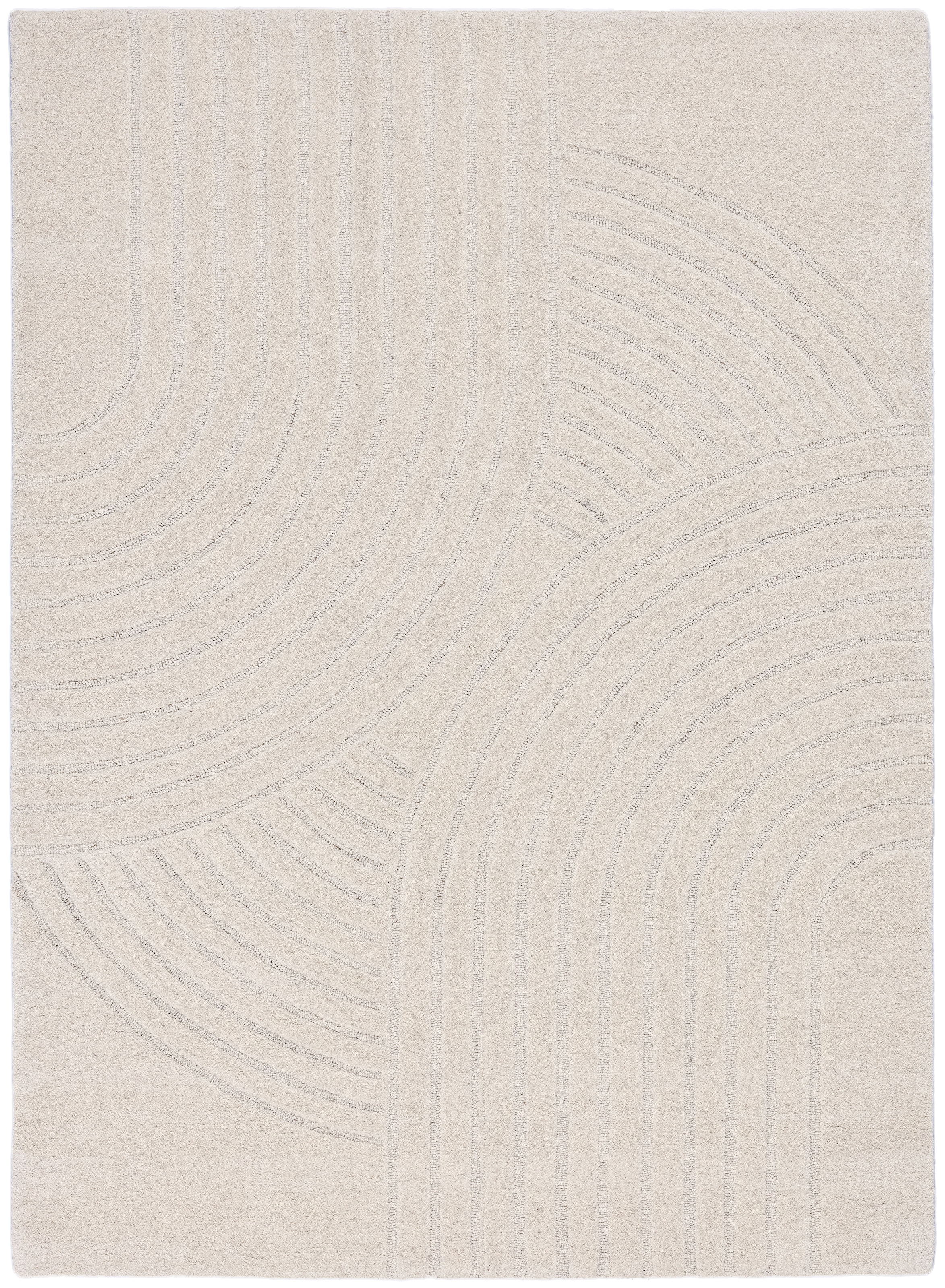 OTTO home Wollteppich »Gabbo Design, Handgefertigt, Teppich,  reine Wolle,« rechteckig 14 mm Höhe Hoch-Tief-Effekt, reine Wolle, Scandi-Look, Naturfaser