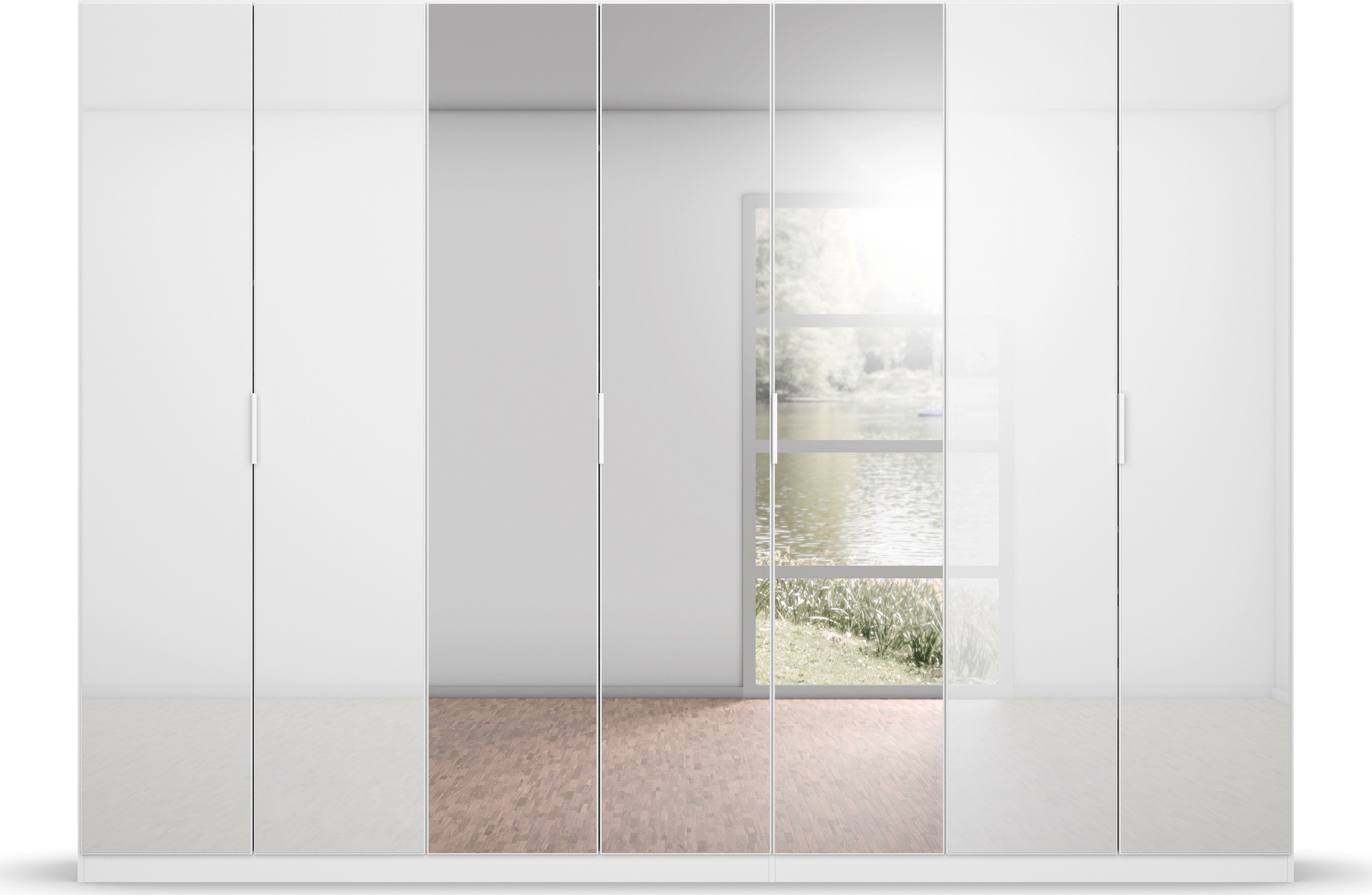 rauch Drehtürenschrank »Kleiderschrank Schrank Garderobe KOLUNA mit Glastüren und Spiegel«, inkl. 2 Innenschubladen sowie extra Einlegeböden MADE IN GERMANY