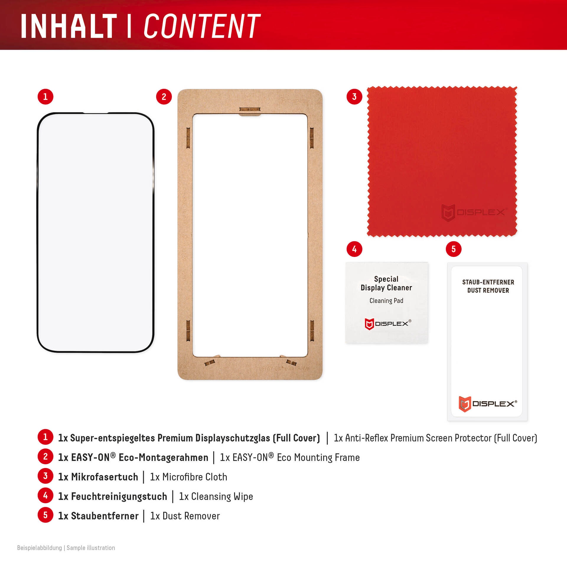 Displex Displayschutzglas »Premium Glass Full Cover Anti-Reflex«, für Apple iPhone 16 Pro Max, (1 St.), Displayschutzfolie, Schutzfolie, Bildschirmschutz, kratz- & stoßfest
