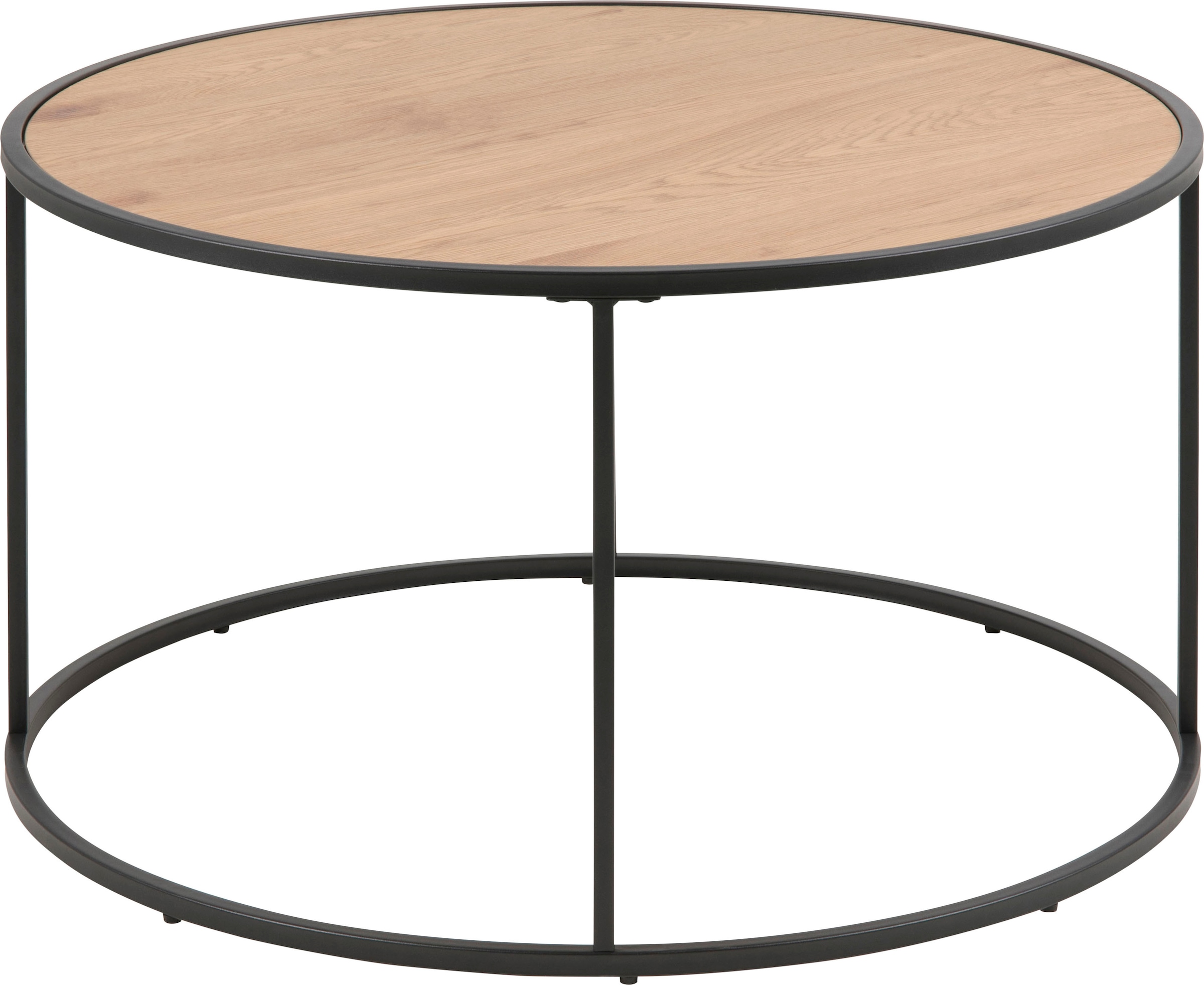 ACTONA GROUP Couchtisch, mit Tischplatte in schmalem bequem rund, kaufen Metallfuß, T: Naturoptik 80 cm und