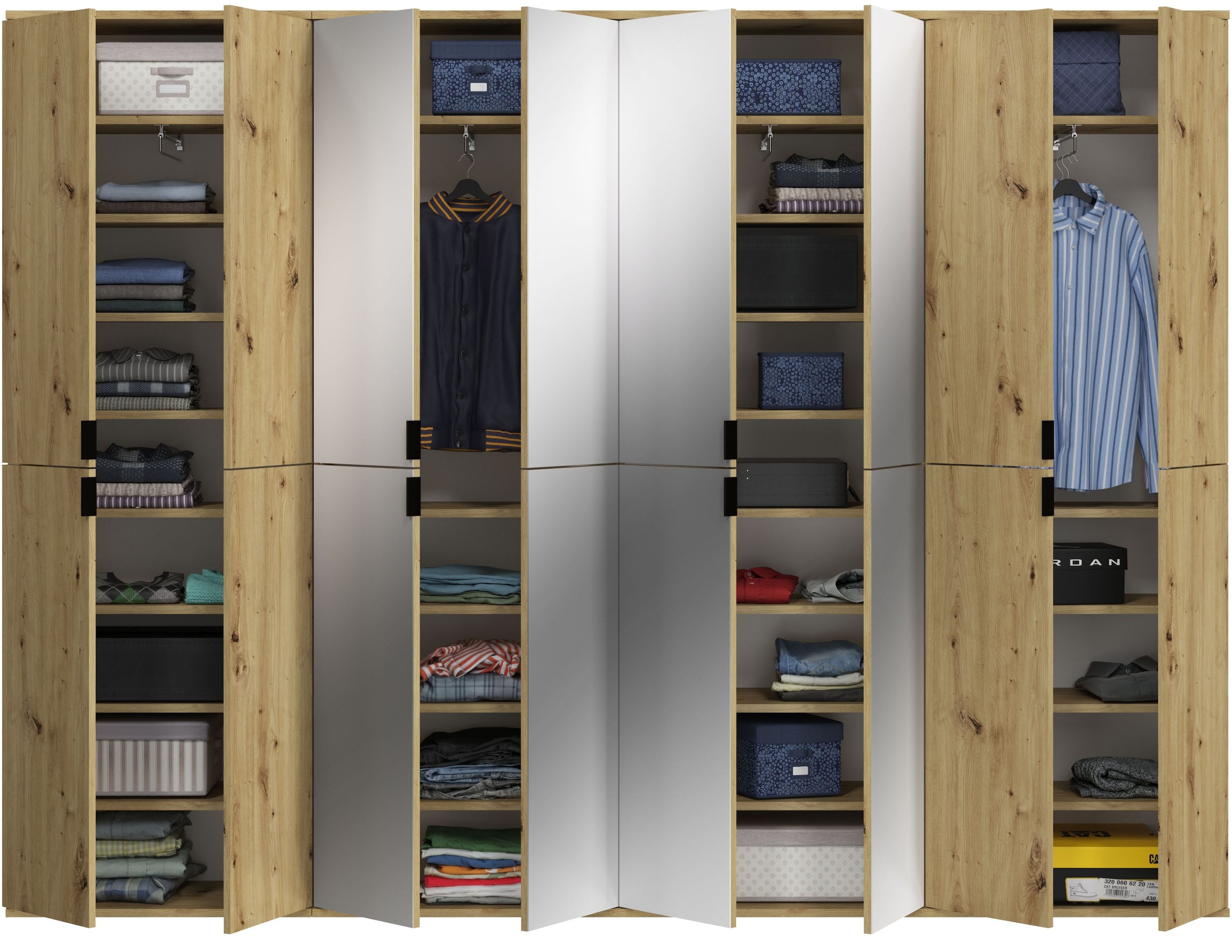Home affaire Garderoben-Set »Trondheim, Breite 244 cm, best. aus 4 Schränken, 16 Türen, 36 Fächer« Set, 4 Stk. tlg.