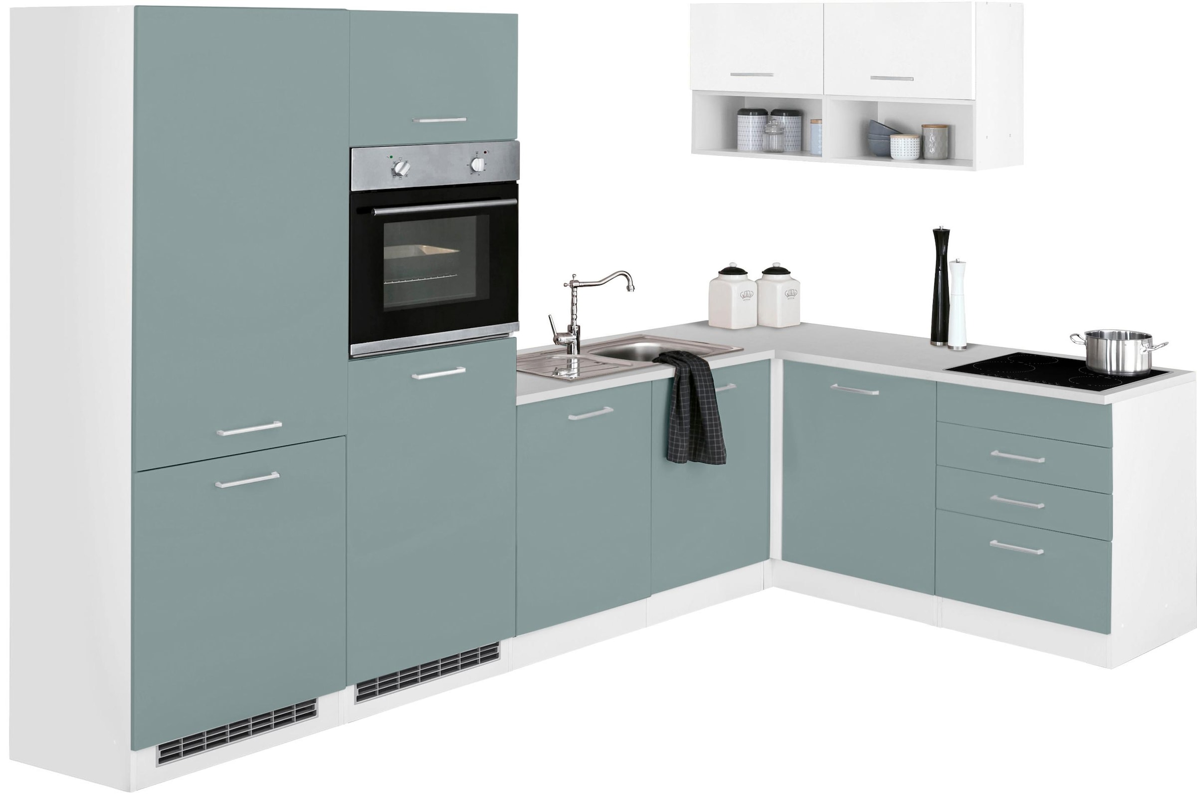 Winkelküche »Visby«, ohne E-Geräte, 300x180 cm, für Kühl/Gefrierkombi und Geschirrspüler