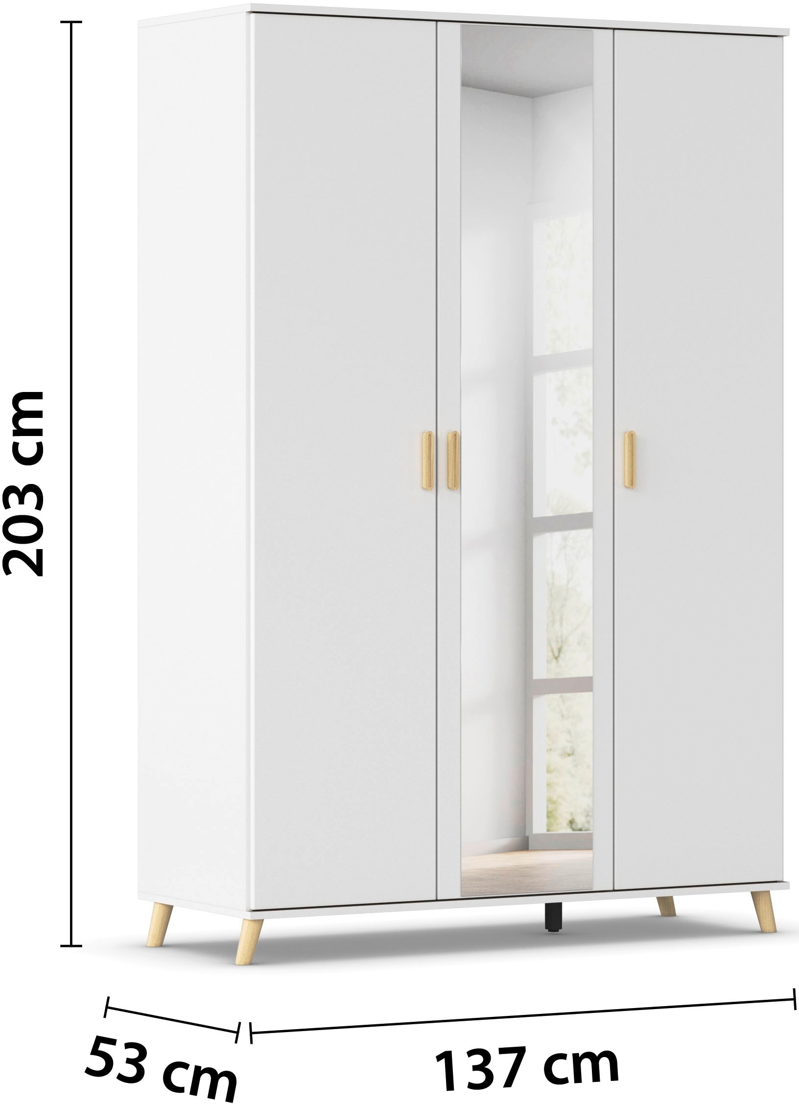 rauch Kleiderschrank »Ottos Choice Skandi Kinderzimmer Bestseller Schlafzimmerschrank FALUN« Breite 137/182, Höhe 203 cm,  im modernen Skandi-Look, Füße/Griffe Eiche massiv MADE IN GERMANY