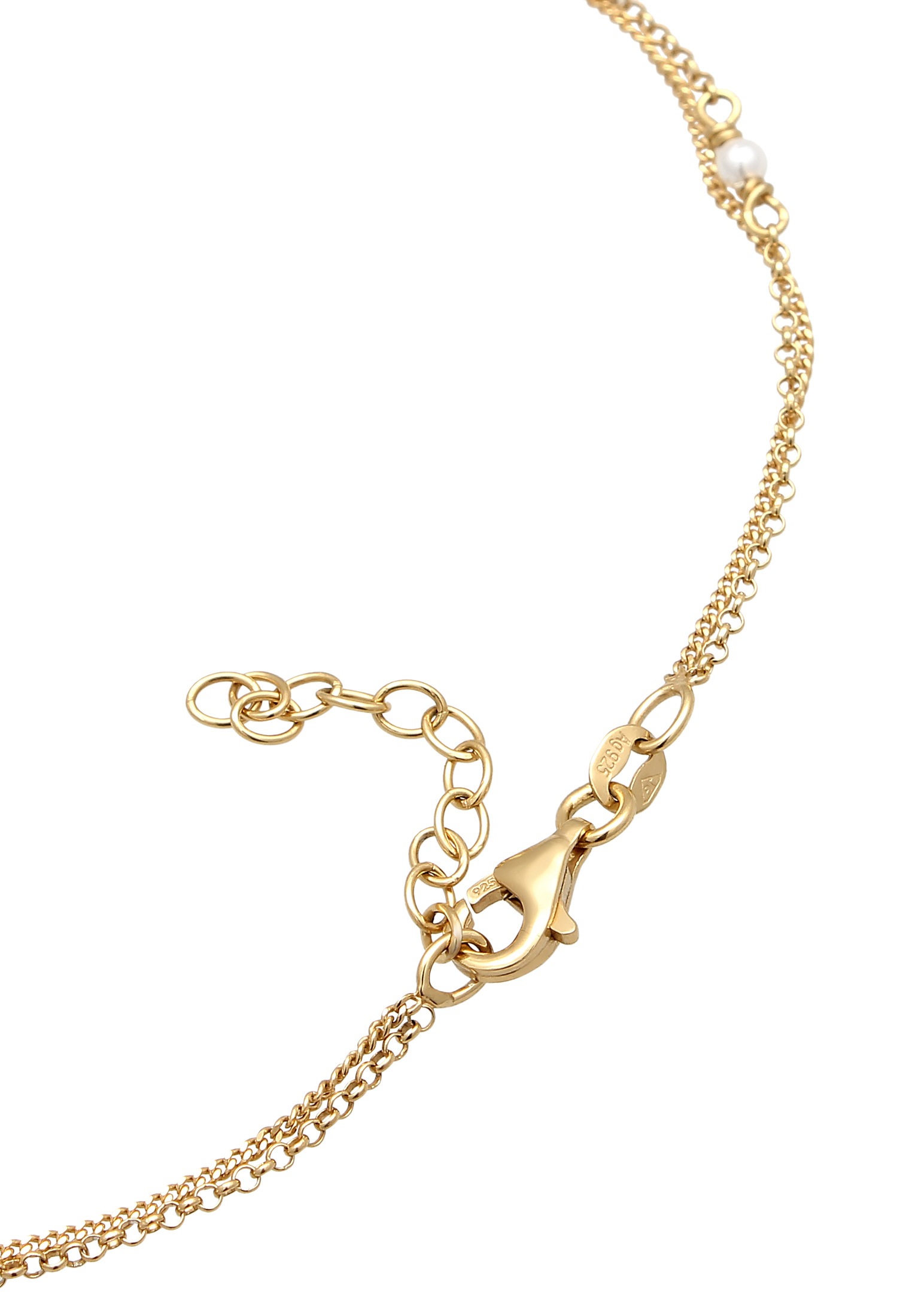 Elli Fußkette »Fußschmuck Herz Muschelkernperlen Romantik 925 Sterling Silber vergoldet«